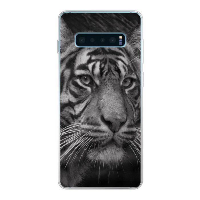 MuchoWow Handyhülle Tiger - Wild - Schwarz - Weiß Phone Case Handyhülle Samsung Galaxy S10 Lite Silikon Schutzhülle