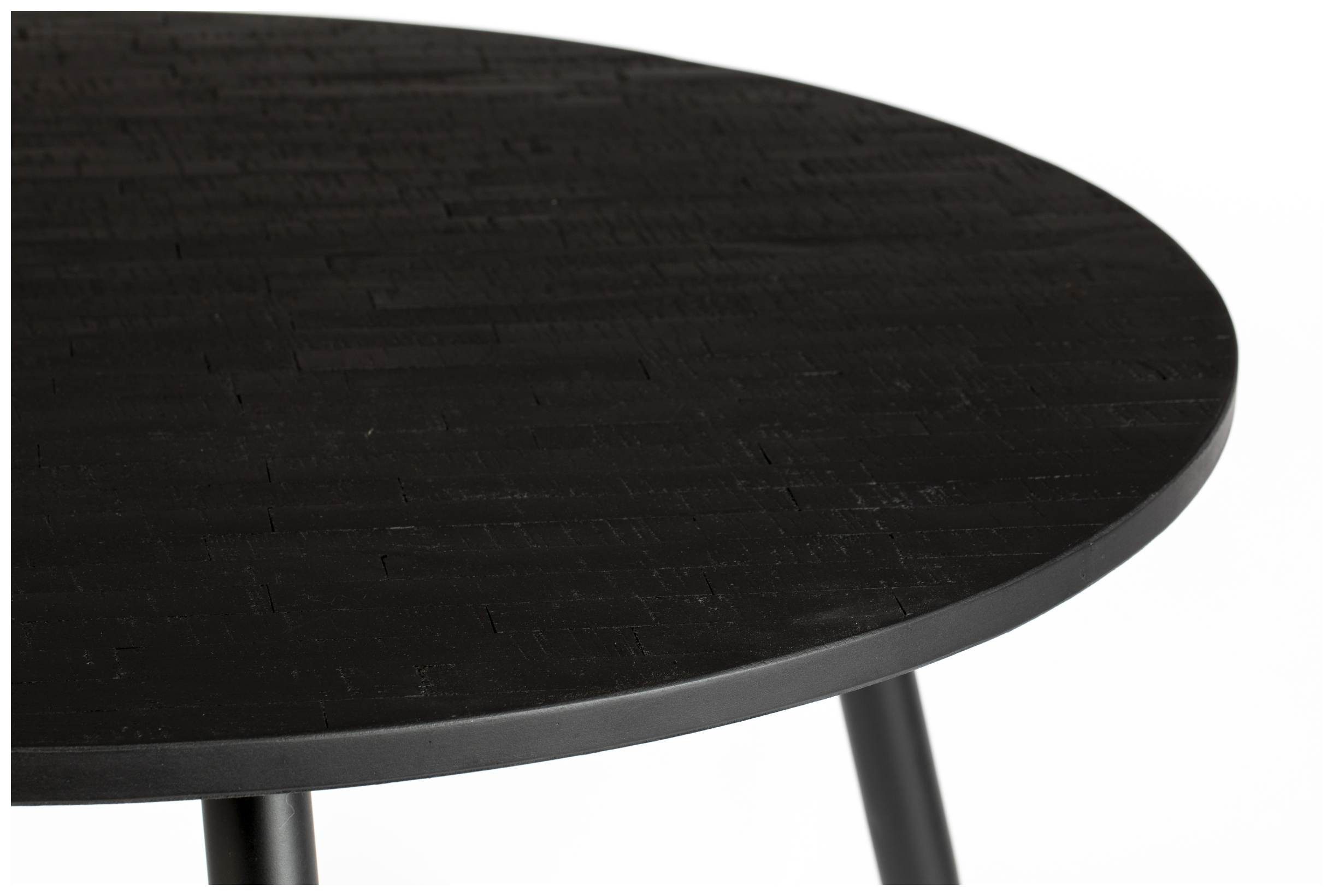 Trendmöbel24 Esstisch Esstisch MO BLACK 110 cm mit runder Platte aus recycled Teak