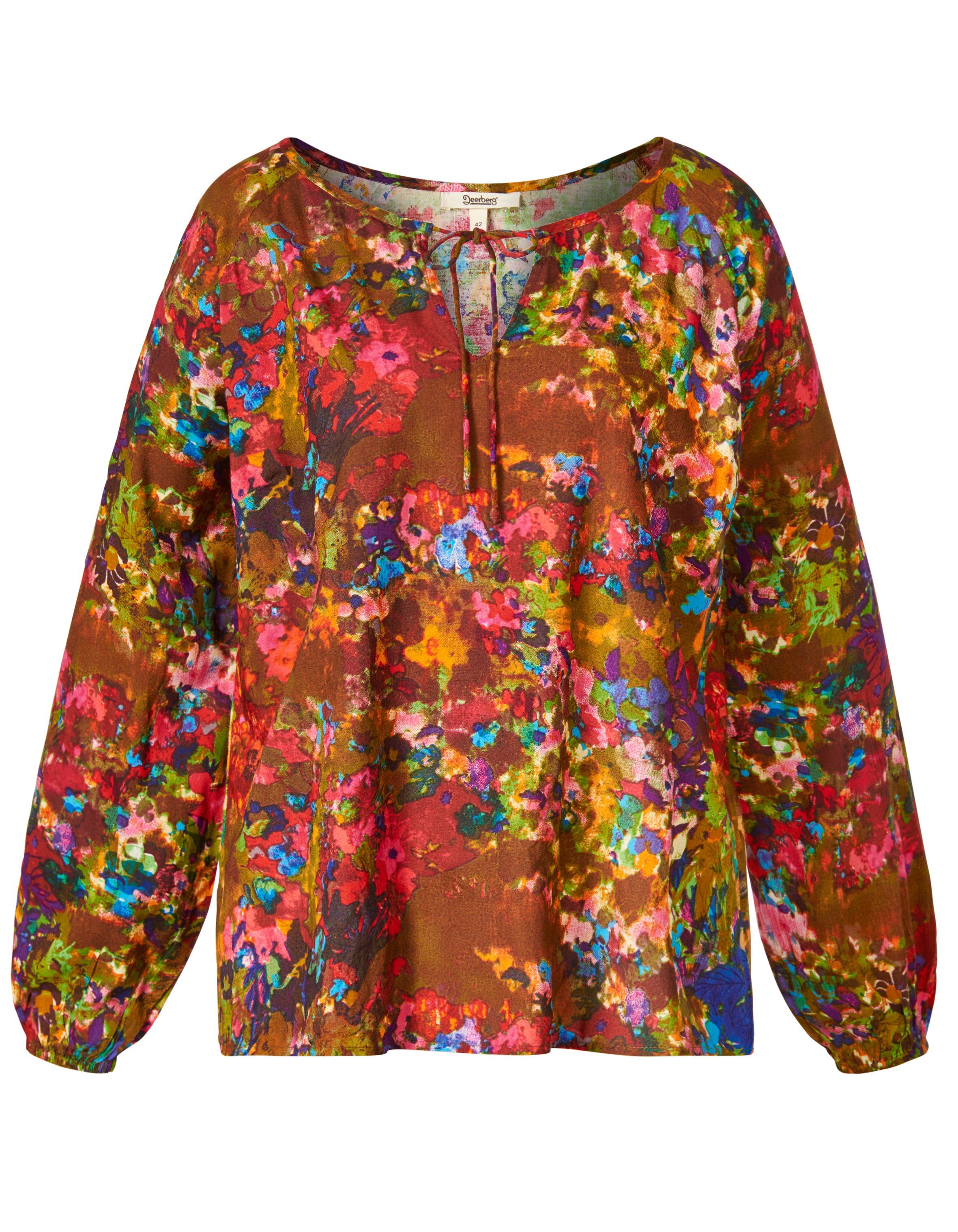 Deerberg Langarmbluse Aquarell Bluse braun multicolor aquarell, bedruckt, geblümt, bunt