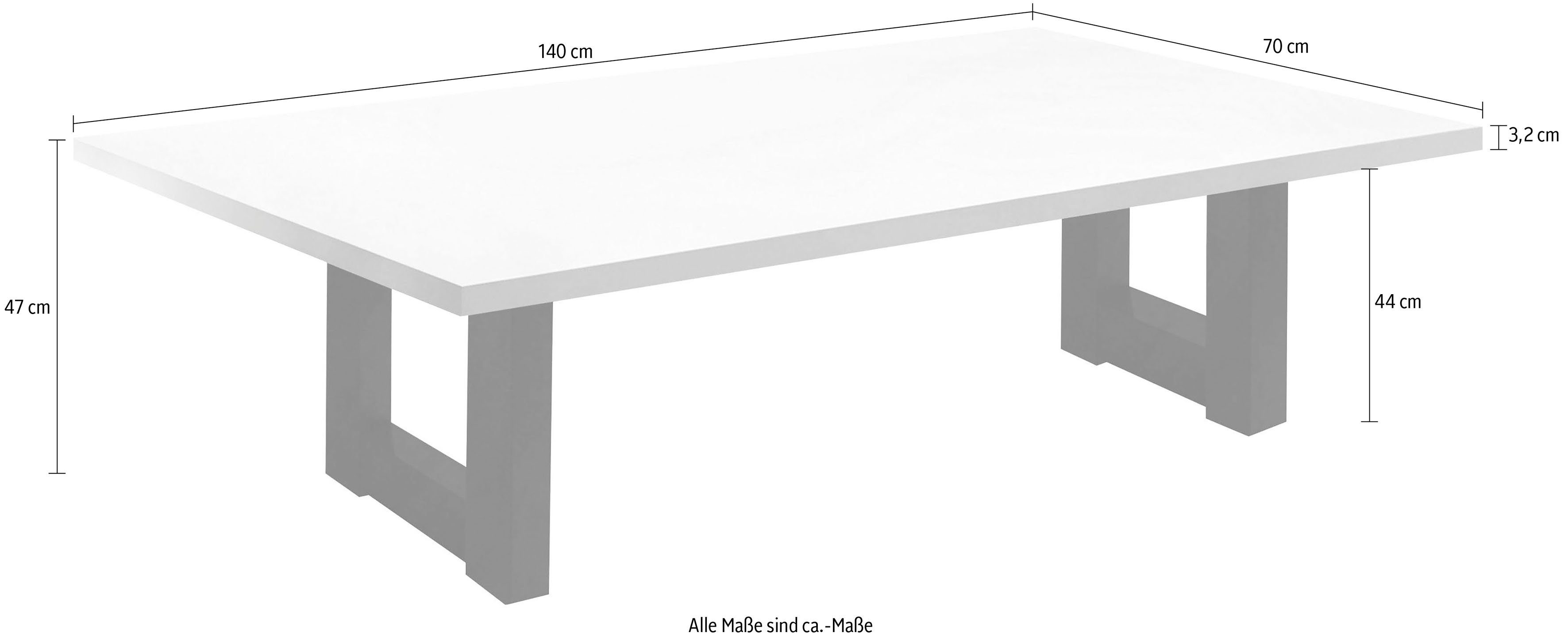 Mäusbacher Couchtisch, U-Gestell schwarzstahl/weiß | | schwarzstahl weiß matt matt