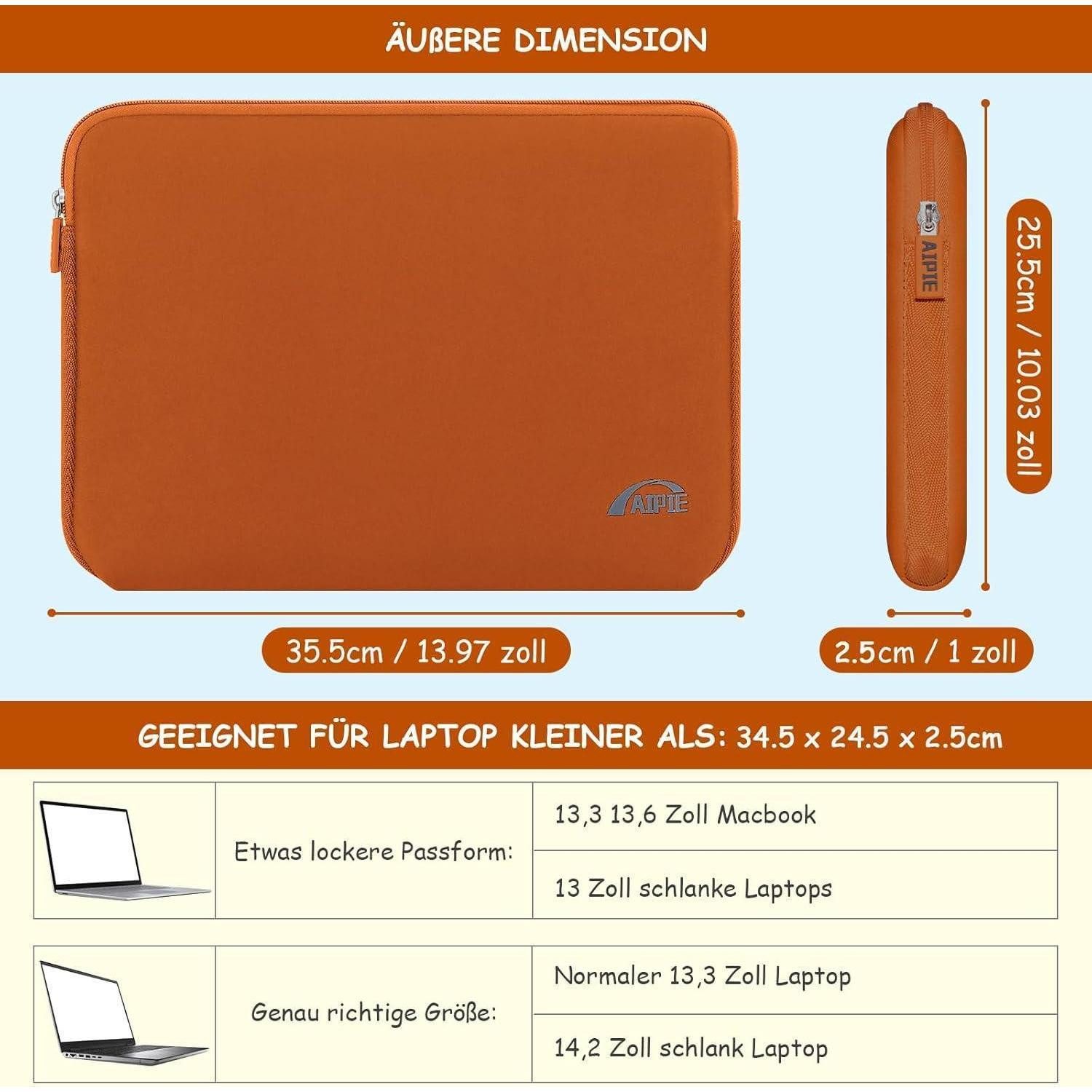 LuxusKollektion Laptoptasche Laptophülle 13 14 Zoll Stoßfest Notebook Schutzhülle Orange