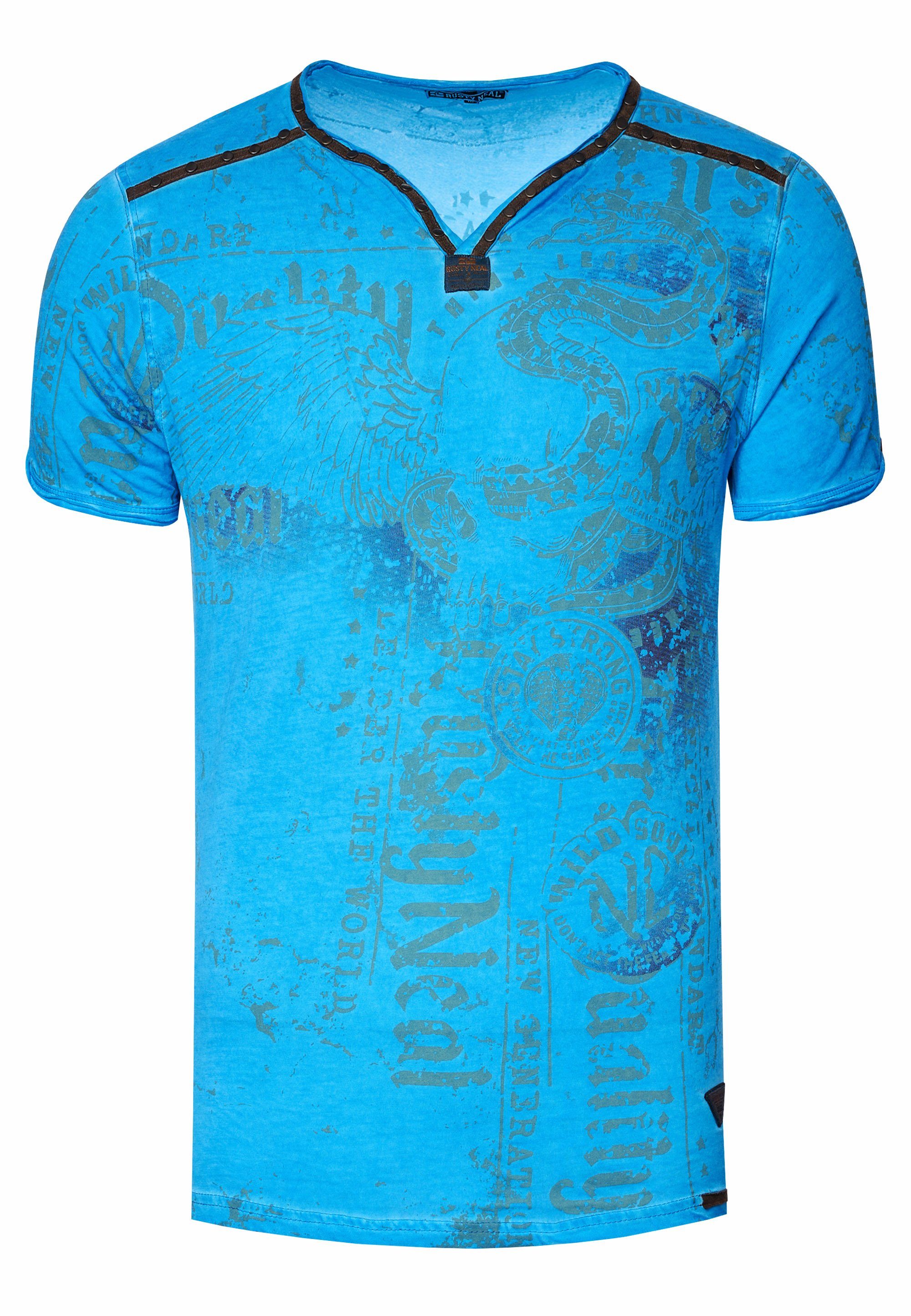 Rusty mit Neal Allover-Druck blau T-Shirt