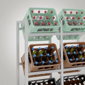 TPFLiving Standregal Getränkekistenständer Star - Getränkeregal für 6 Kisten in edelstahl, Kastenständer für Getränkekisten - Flaschenregal, Getränkekistenregal mit den Maßen (HxB xT): 116 x 91 x 31 cm