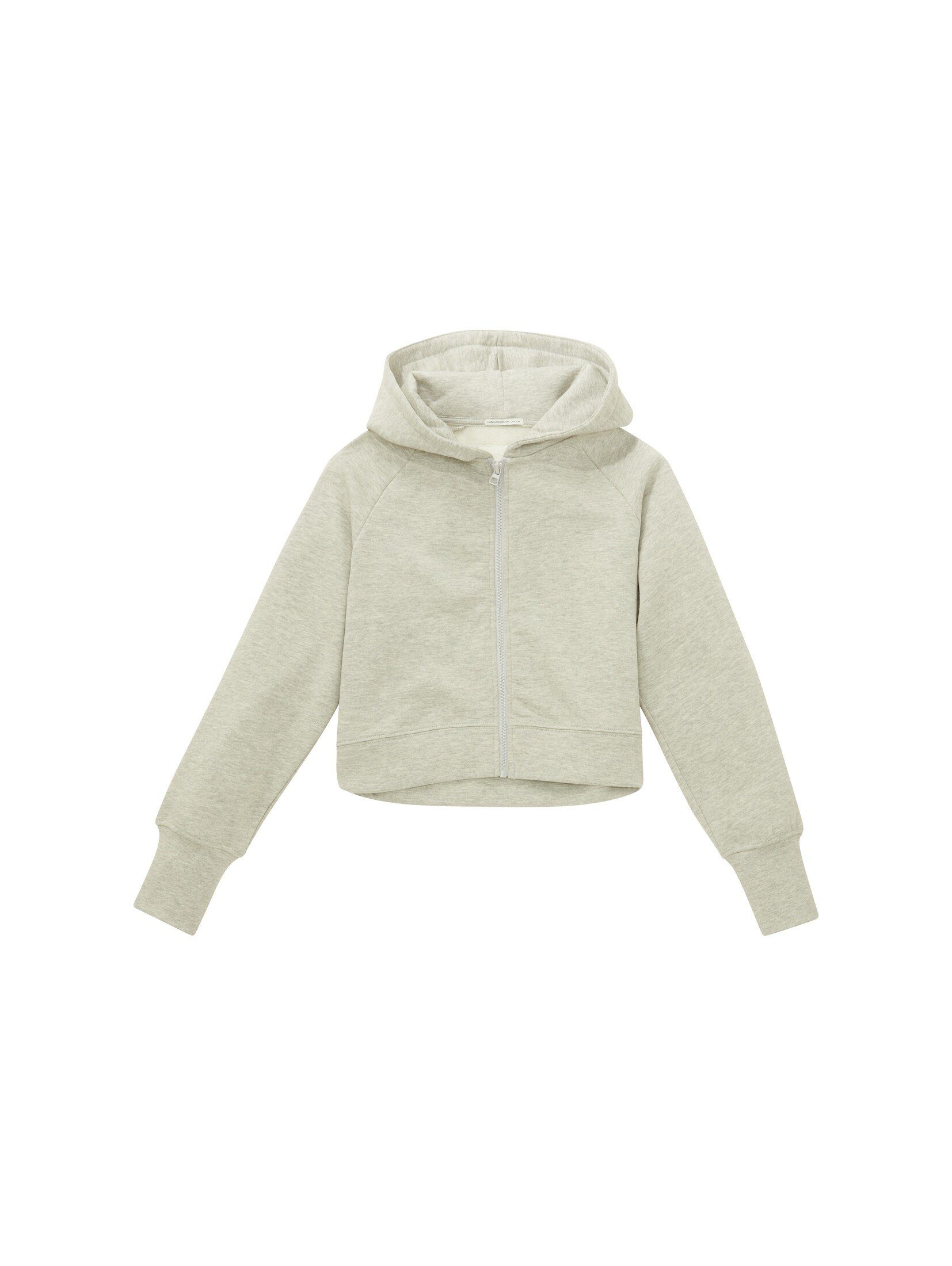 Cropped Kapuzensweatjacke Grey Melange Stone TAILOR TOM Hoodie Light