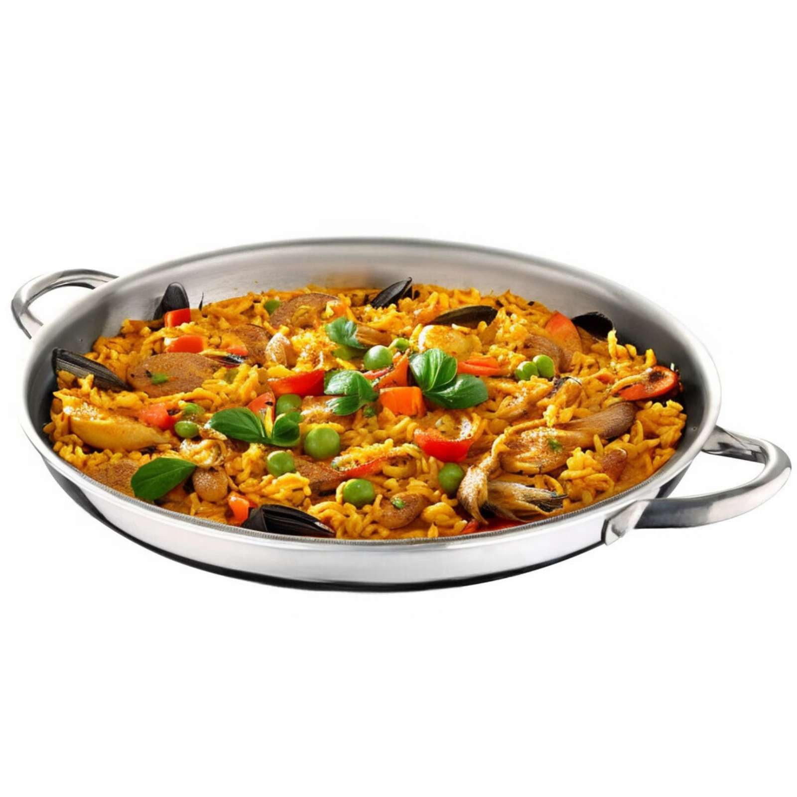 BIG-PAN Paellapfanne Paella-Pfanne Ø 36 cm Edelstahl Induktion Wabenstruktur-Antihaft, Edelstahl