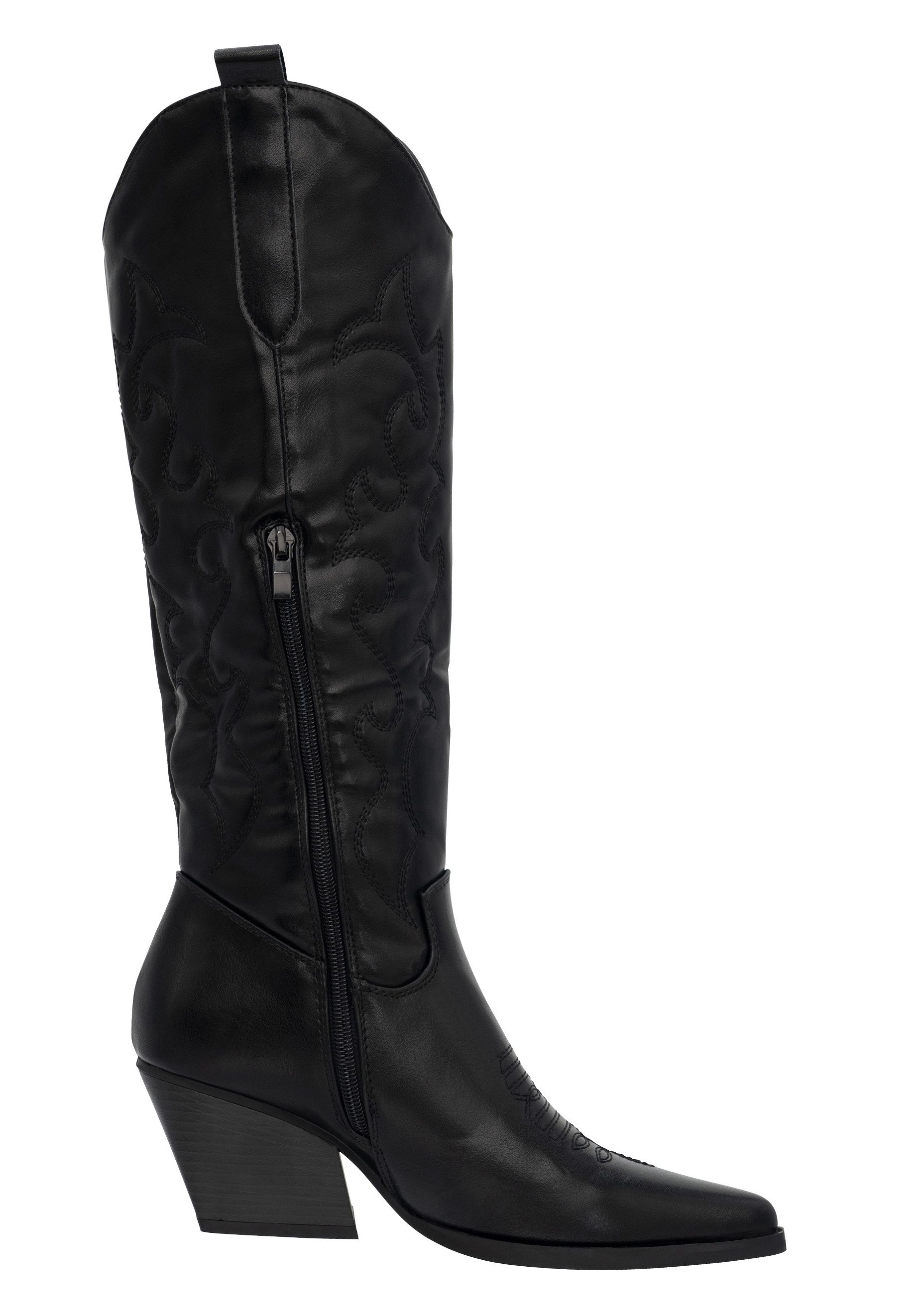 Salinyang Damen Western Boots mit Stickerei, spitzer Form und Blockabsatz Cowboy Stiefel – Bild 2 von 5
