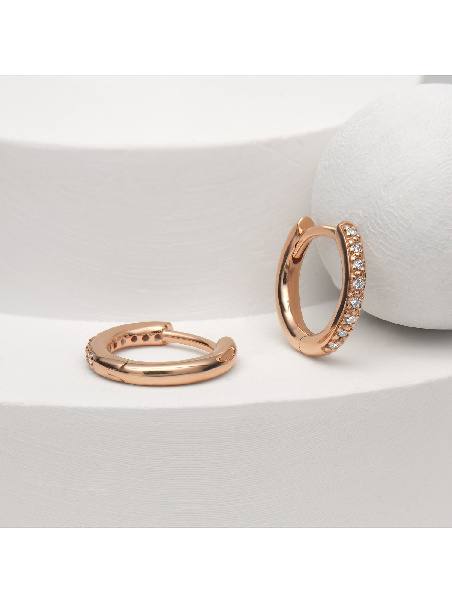 CHRIST Paar Creolen CHRIST Damen-Creolen 585er Roségold 16 Diamant (Paar) günstig online kaufen