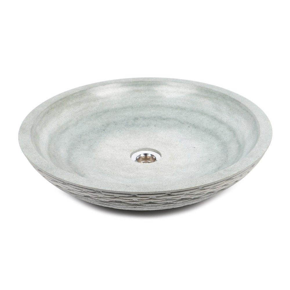 wohnfreuden Aufsatzwaschbecken Sandstein Waschbecken LEMPER 50 cm gehämmert (Kein Set), 52_40326