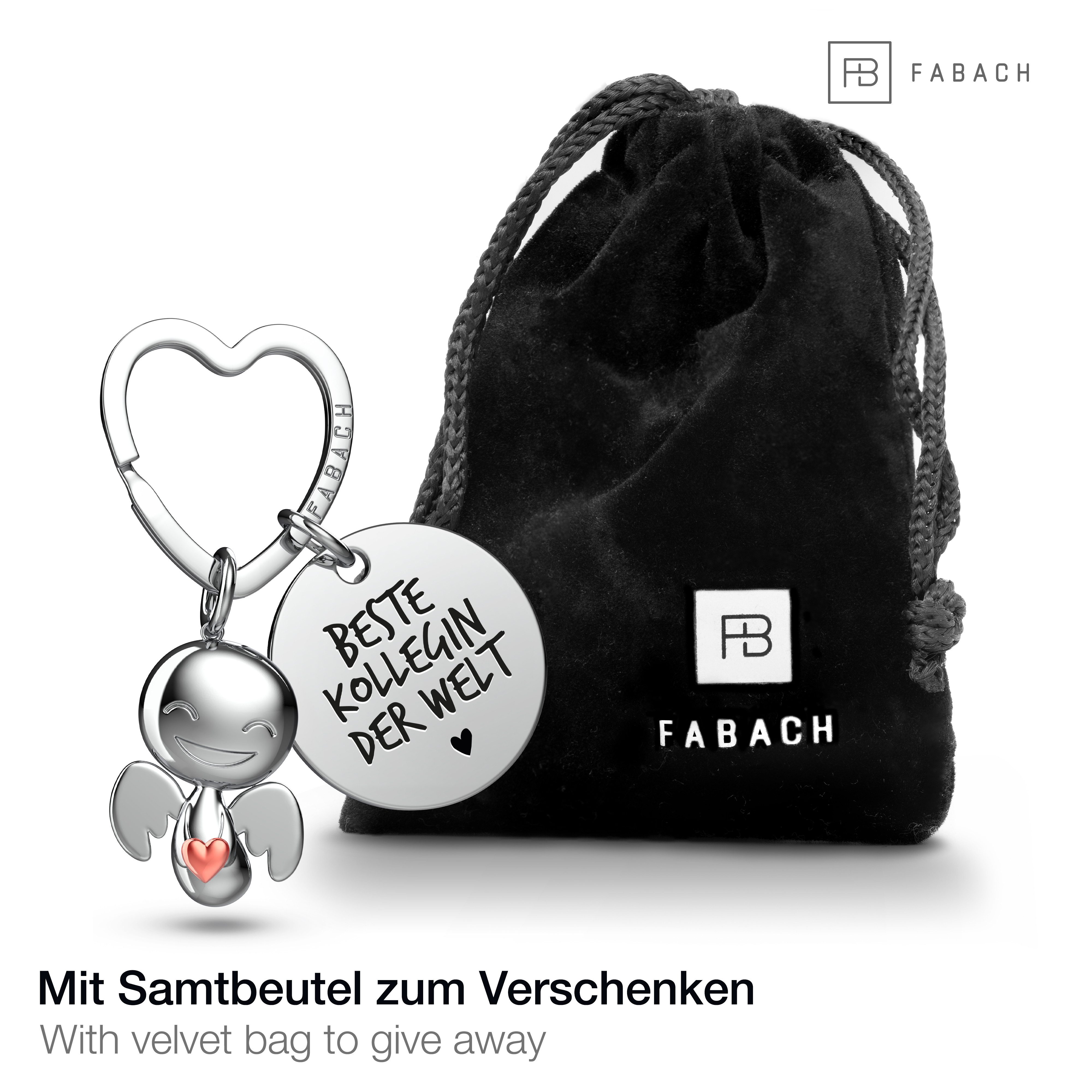 FABACH Schlüsselanhänger Schutzengel Happy mit Herz & "Beste Kollegin" Grav günstig online kaufen