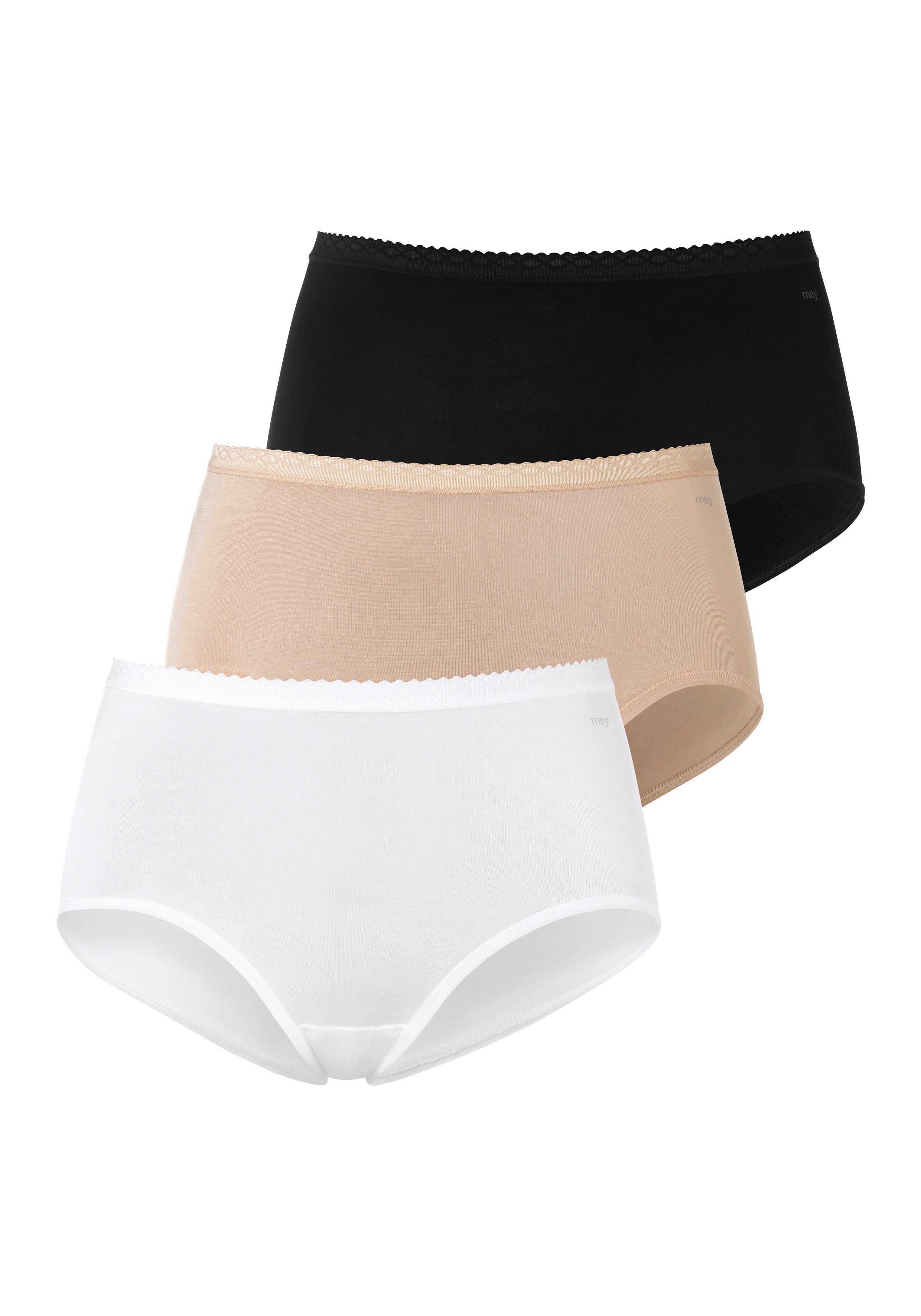 Mey Taillenslip aus weicher beige, Baumwoll-Viskose-Qualität schwarz, weiß