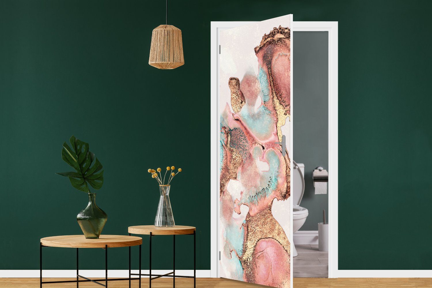 Pastell Tür, bedruckt, - Türtapete Matt, Türaufkleber, Abstrakt, St), 75x205 (1 MuchoWow Fototapete cm Tinte für -