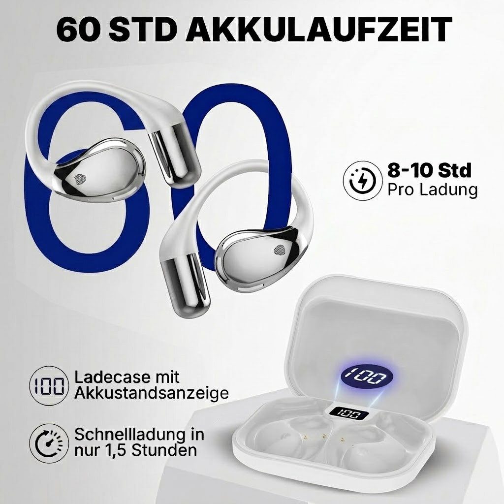 Fyrove 2026 Neue Open Ear Kopfhörer, In Ear Kopfhörer Bluetooth 6.0 Open-Ear-Kopfhörer (60H Spielzeit, IPX7 wasserdichte Bluetooth Open-Ear Sport Kopfhörer, Kopfhörer Kabellos Bluetooth HiFi Stereo mit Ohrhaken, ENC Noise Cancelling, HD-Mikrofon, kraftvollem Bass und komfortabler Passform für Sport, Büro und Alltag)