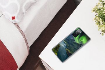 MuchoWow Handyhülle Nordlichter - Berg - Boot - Norwegen, Phone Case, Handyhülle Samsung Galaxy S20 FE, Silikon, Schutzhülle