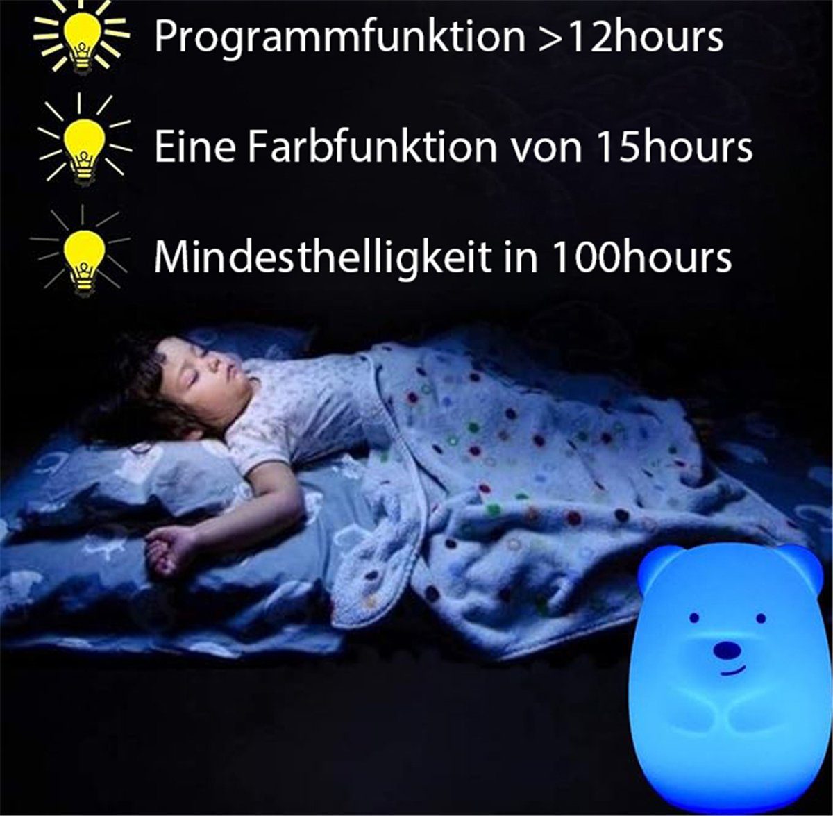 Nachtlicht Bären-Nachtlicht Timer-Funktion LED 9-Band-Fernbedienung, – K&B