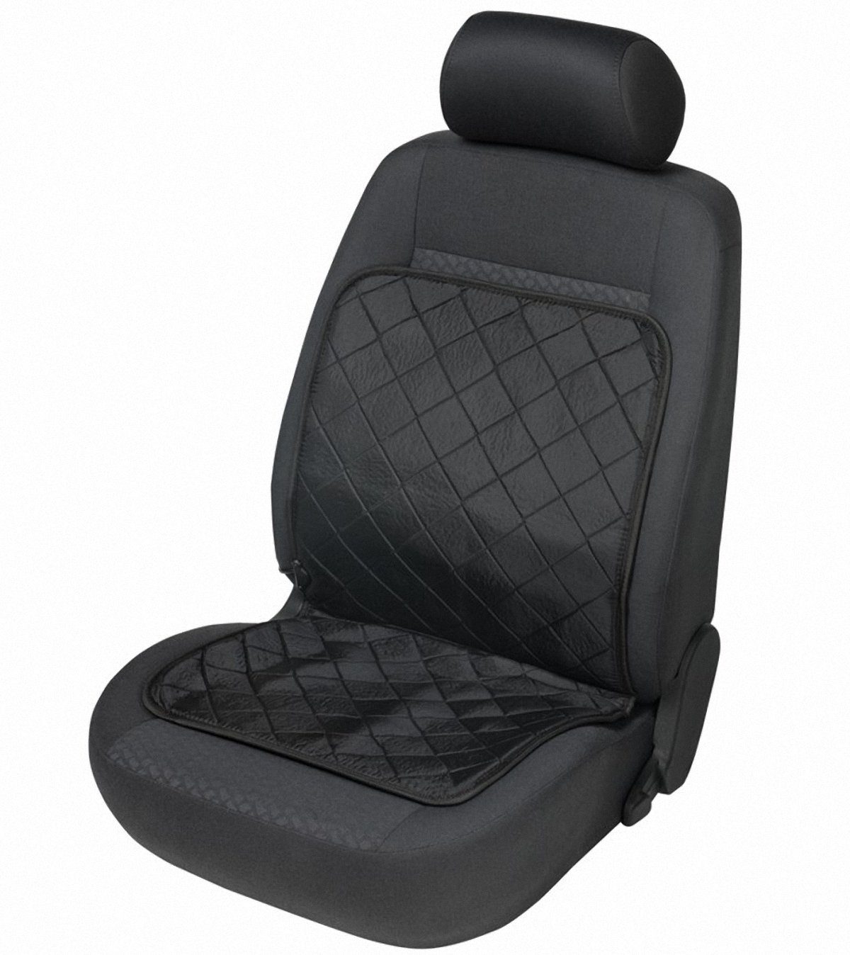 WALSER Autositzbezug beheizbare Universal Auto Sitzauflage schwarz heizt Sitzfläche+Rücken