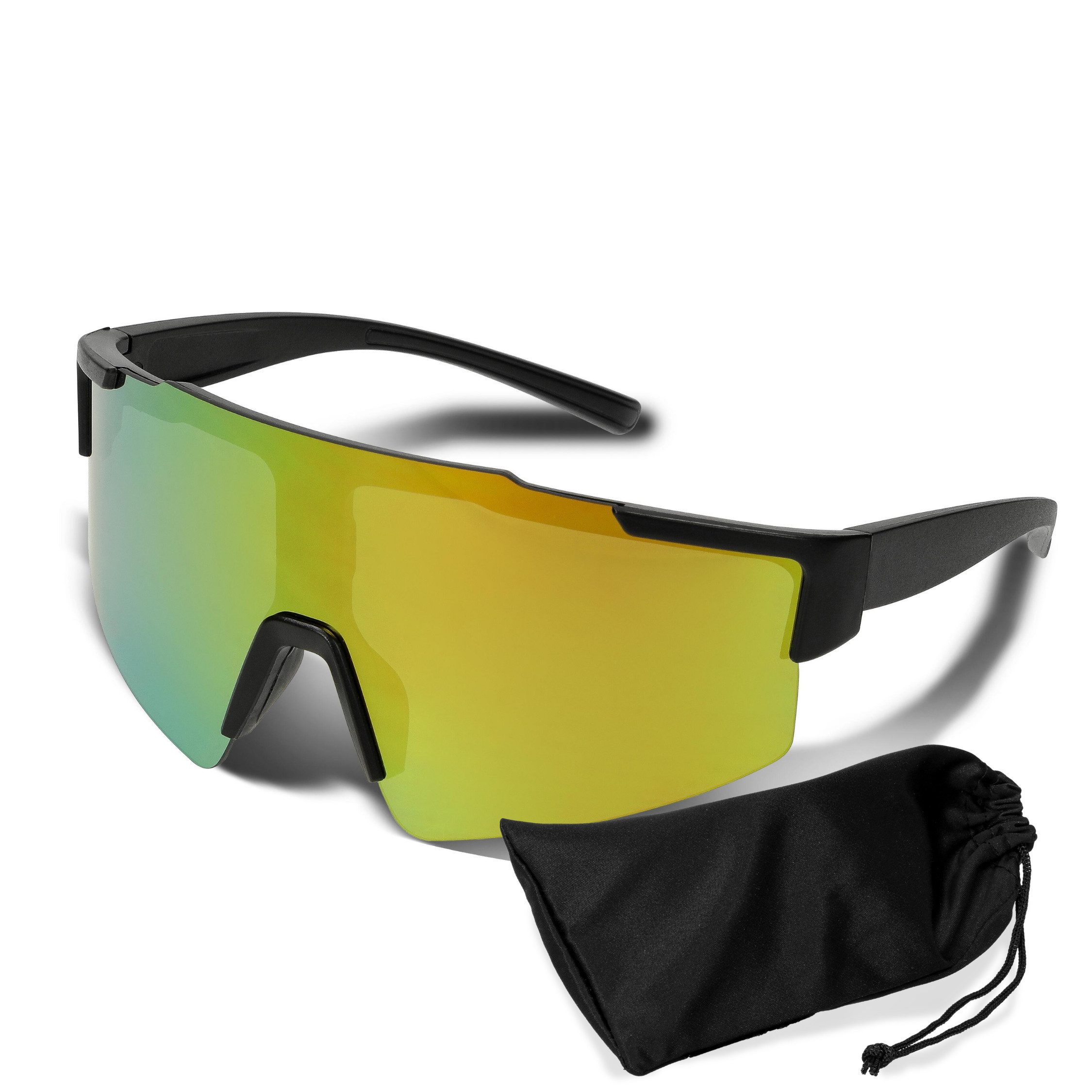 elasto Sonnenbrille Schnelle Brille mit verspiegelten Gläsern inkl. Mikrofaser Pouch