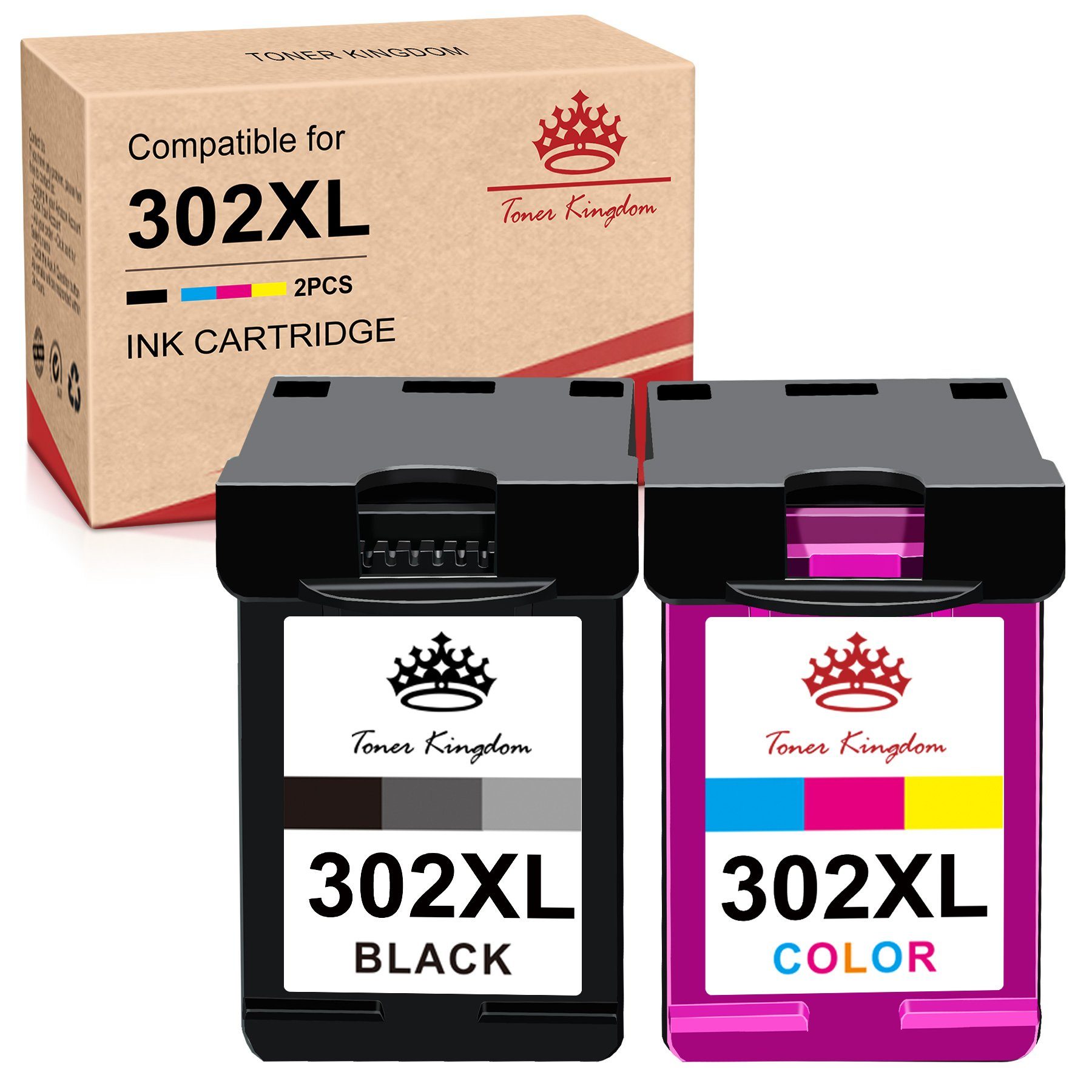 Toner Kingdom 301XL DeskJet Envy 4520 für HP 302XL(1B+1C) 1000 302XL 4525 Tintenpatrone 1050