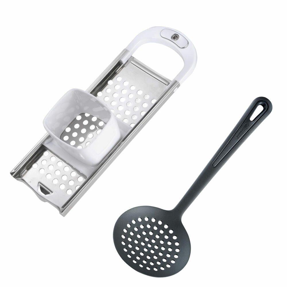 WESTMARK Spätzlepresse Set 2tlg., 1 Spätzlehobel mit Teigschlitten, Knöpfle + 1 Schöpflöffel, ABS, Edelstahl, PA, mit Auflagerasten, spülmaschinengeeignet, BPA-frei, Made in Germany