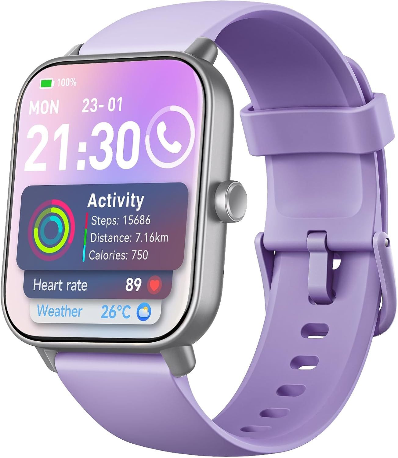 Aeac IDW19 Smartwatch (2,5 cm, android ios), Smartwatch mit Anrufen Fitnessanalyse Gesundheit