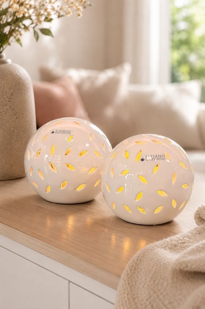 TIZIANO - DESIGN & EMOTIONS Dekofigur Lichtkugel Villari LED creme-weiß neue Größen