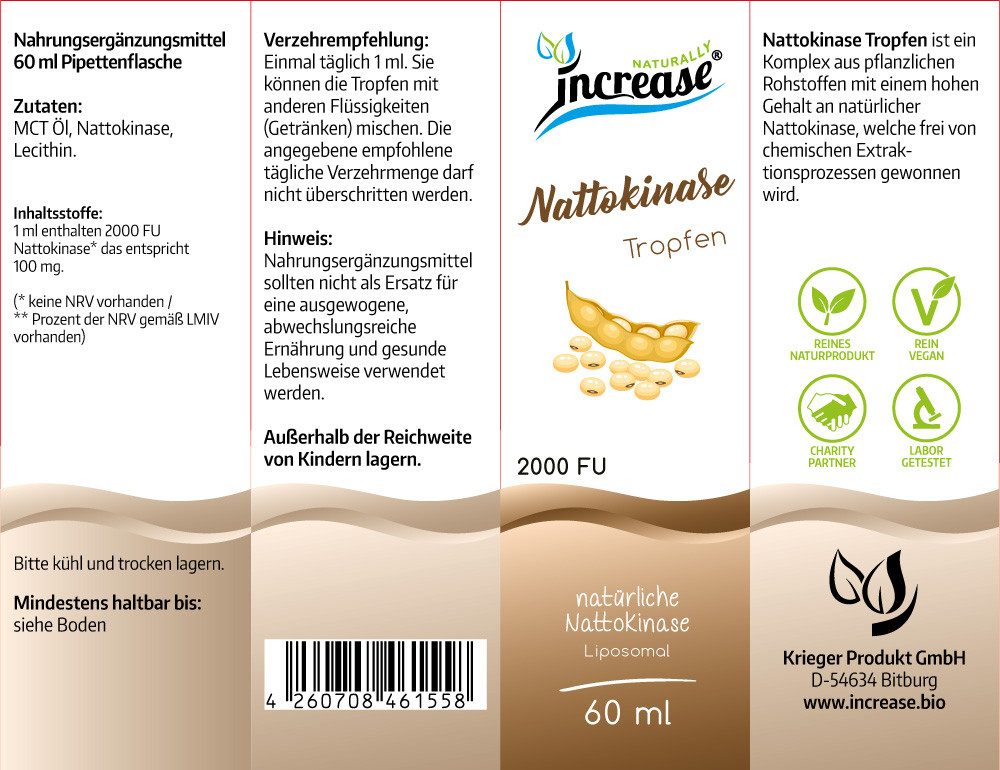 increase NATURALLY Liposomale Nattokinase - 2000FU/100mg pro Tag Tropfen, 60 ml