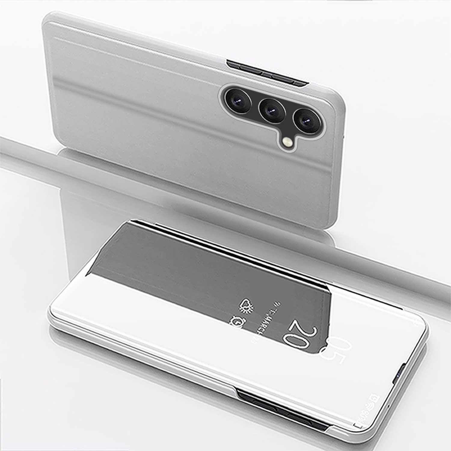 Handyhülle Für Samsung Galaxy S23 FE View Spiegel Handy Smart Cover Wake UP Case