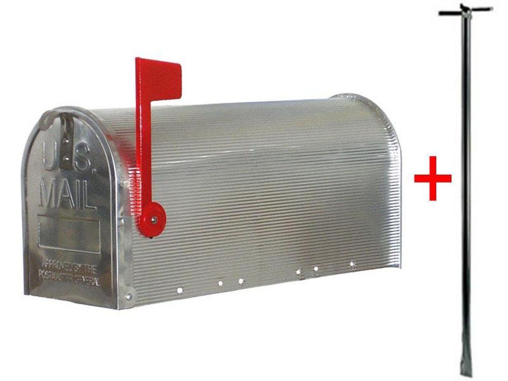 Caramel MEDIA Standbriefkasten US Mailbox, amerik. Briefkasten mit rotem Wimpel incl. Haltestange