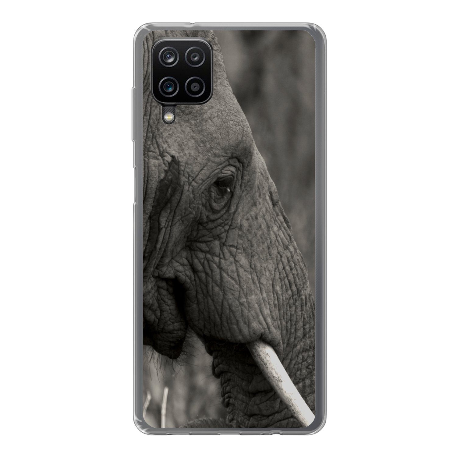 Handyhülle für Samsung Galaxy A12 Elefant - Tiere - Schwarz - Weiß