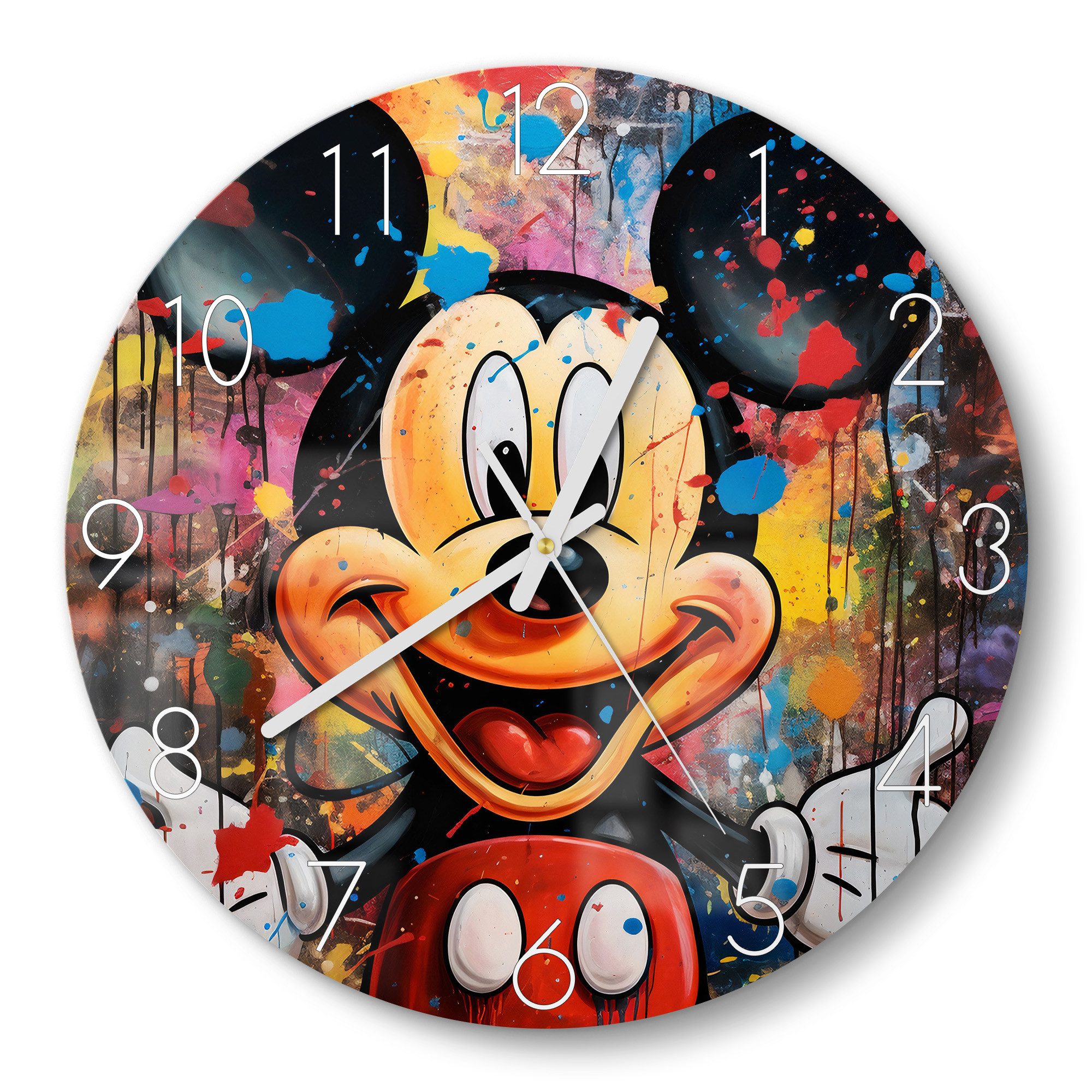 DEQOART Wanduhr 'Mickey im Farbenzauber' (Glas Glasuhr modern Wand Uhr Desi günstig online kaufen