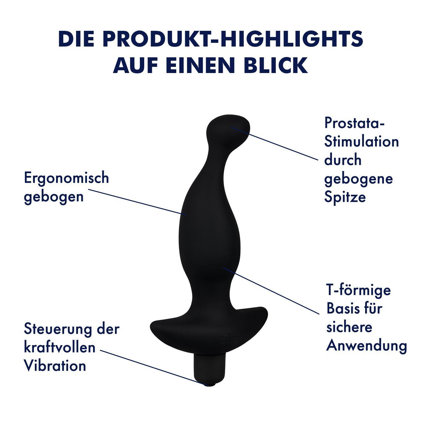 Anal-Stimulator EIS Schwarz Prostata-Vibrator "Kurvenwunder" wasserdicht (IPX7) - EIS