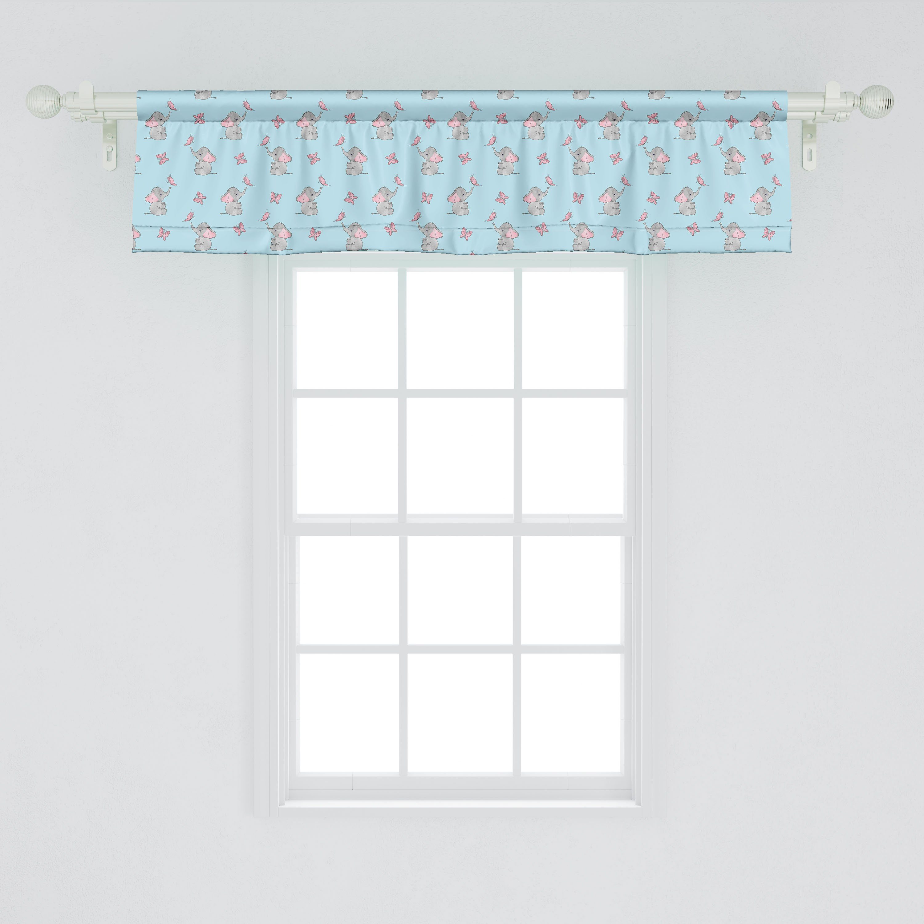 Scheibengardine Vorhang Volant mit für Elefanten Microfaser, Stangentasche, Schlafzimmer Abakuhaus, Küche Schmetterlinge Kindergarten Dekor und