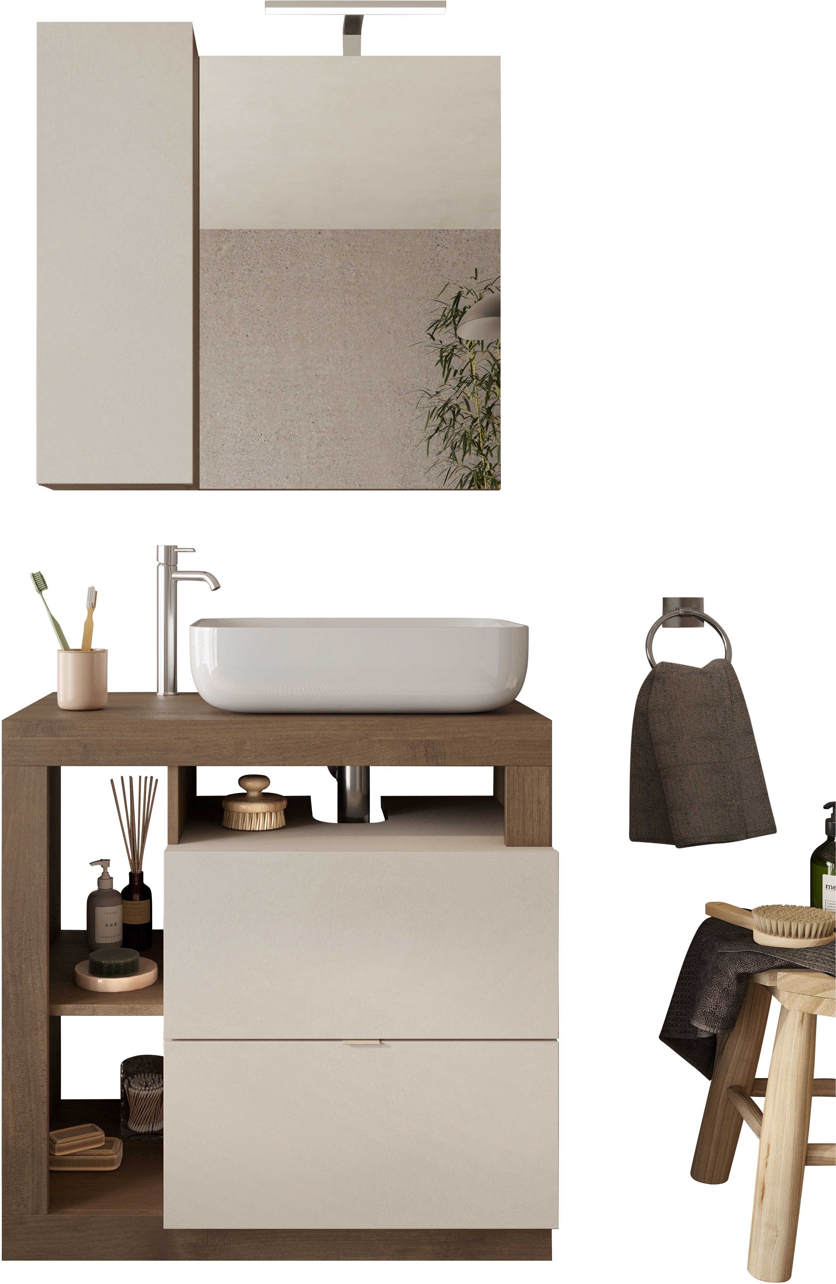 welltime Badmöbel-Set Hamburg, Badezimmerset 2tlg. Breite 79 cm, Badmöbel, günstig online kaufen