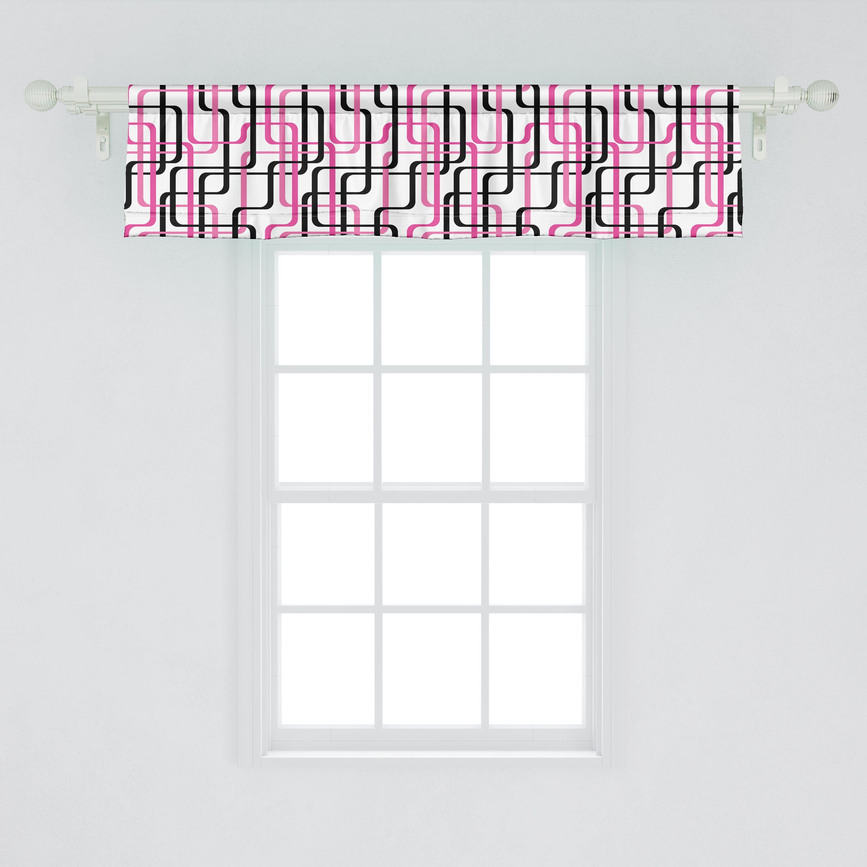 Scheibengardine Vorhang Volant Stangentasche, Geometrisch Schlafzimmer Gewellte Dekor Microfaser, für Funky mit Küche Linien Abakuhaus