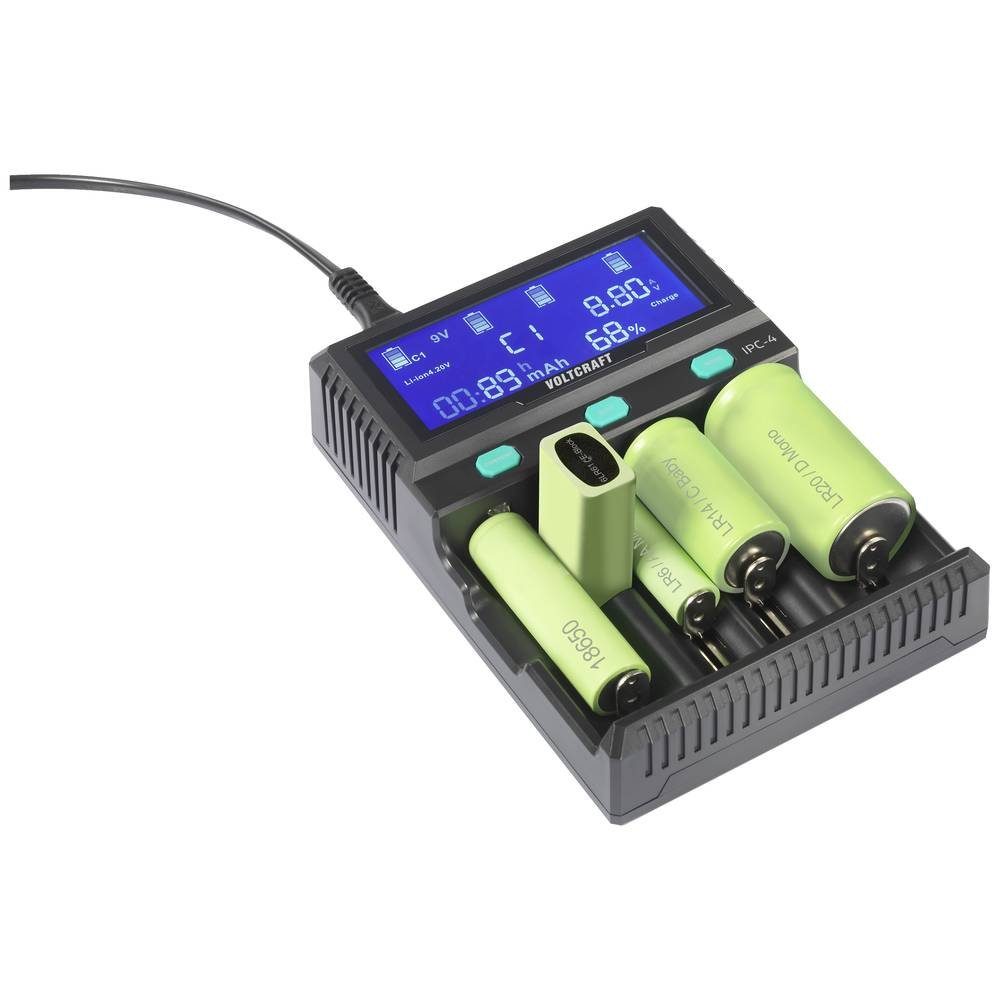 VOLTCRAFT Rundzellen-Ladegerät Li-Ion, NiCd, NiMH, LiFePO4 VC-14297085 Rundzellen-Lader (Akku-Diagnose, Akkuerkennung, Auffrischen / Regenerieren)