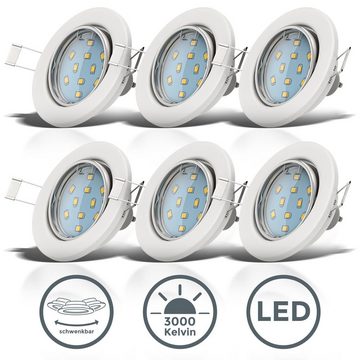 B.K.Licht LED Einbaustrahler 3er Set LED Einbauleuchten schwenkbar inkl. 3x 3W - 10-02-06-W, LED wechselbar, Warmweiß, 250lm GU10 IP23 Einbauspots Decke 3.000K Rund Nickel-matt