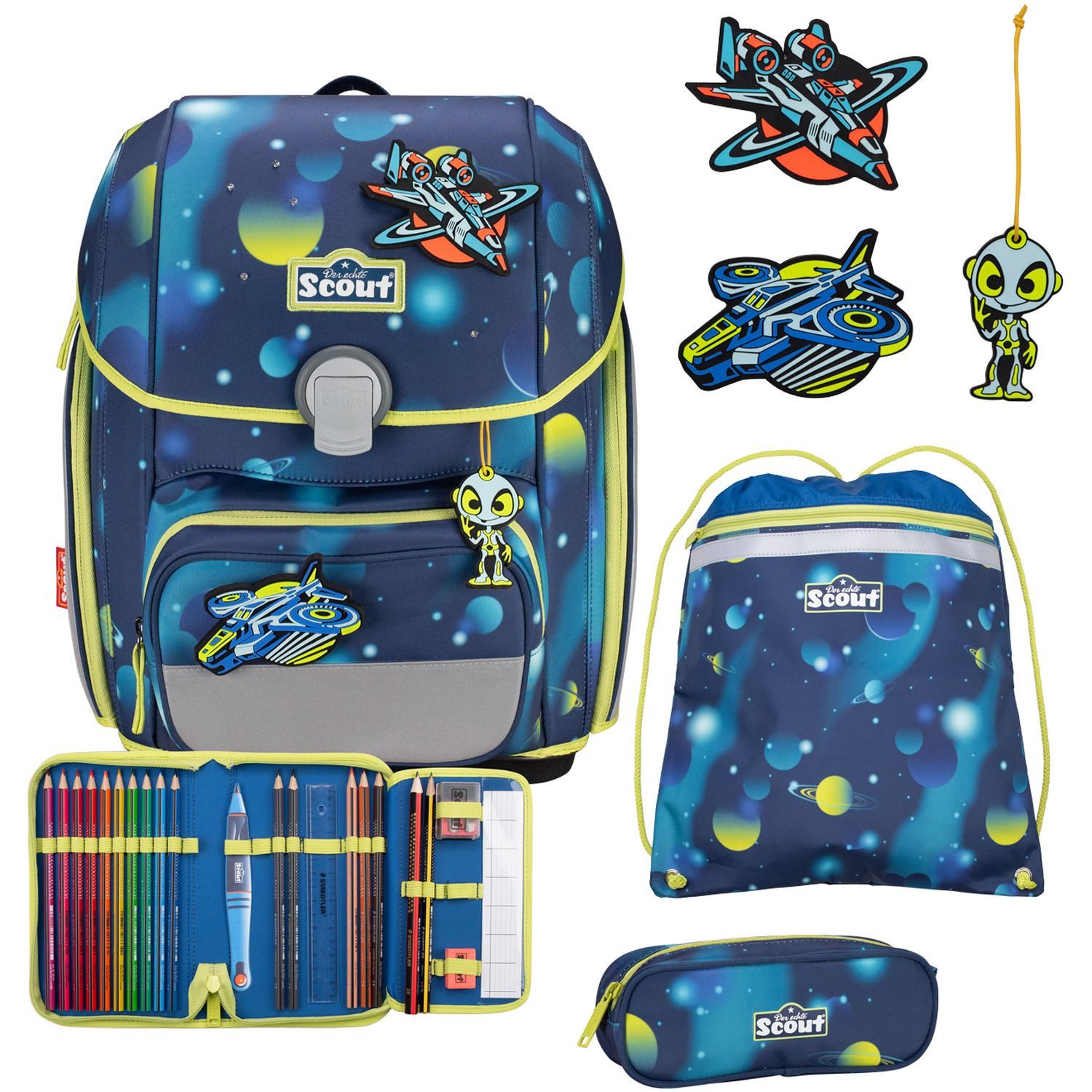 Scout Schulranzen Genius LED Schulranzen-Set 4 tlg. Planets