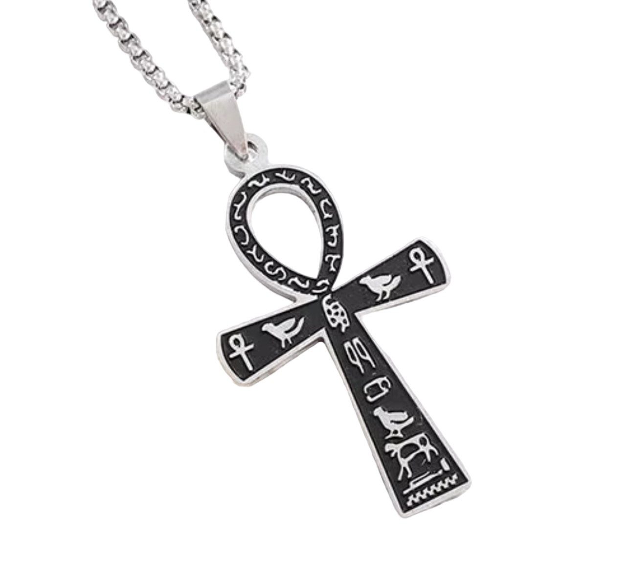 ELLAWIL Kreuzkette Anch-Kreuz ägyptisches Kreuz Lebensschleife koptisches Kreuz (Edelstahl, Kettenlänge 54 cm, GESCHENKIDEE), inklusive Geschenkschachtel