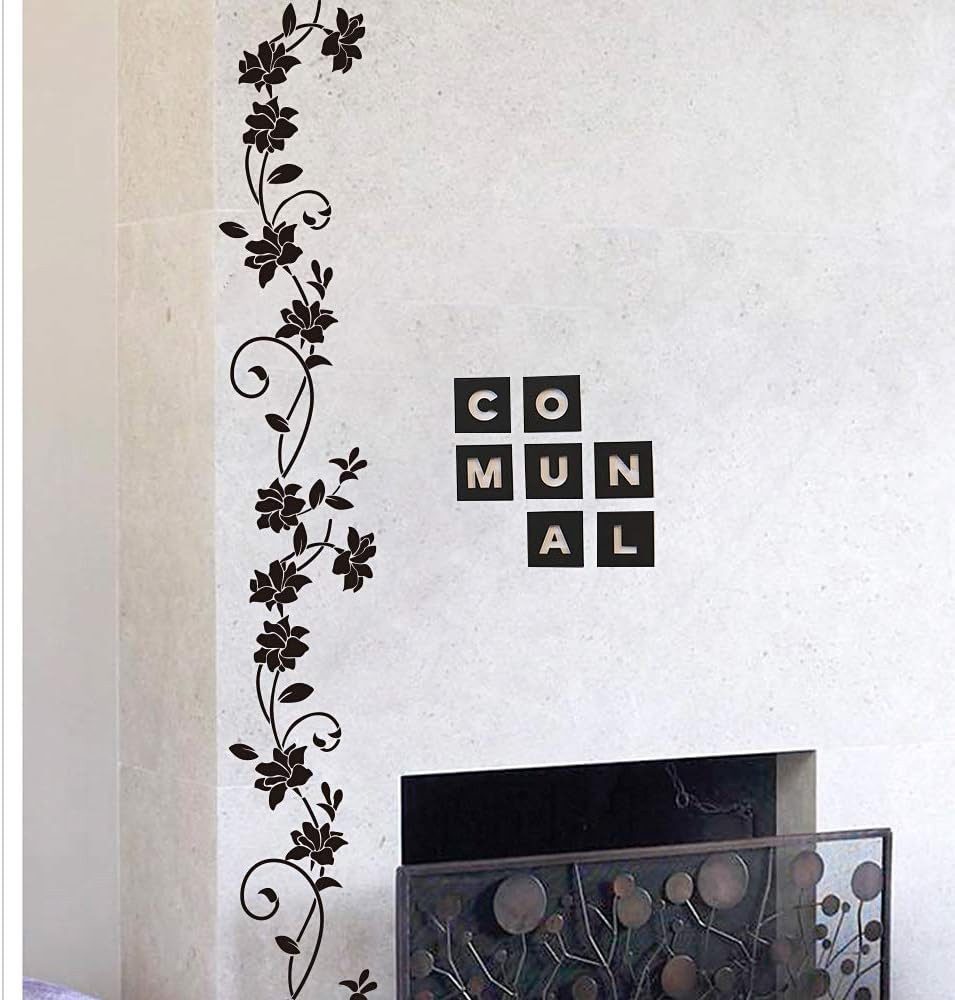 Gontence Wandsticker Schwarze Blumen- und Hibiskus-Wandaufkleber (moderne Kinderzimmer und Schlafzimmer), Wanddekoration