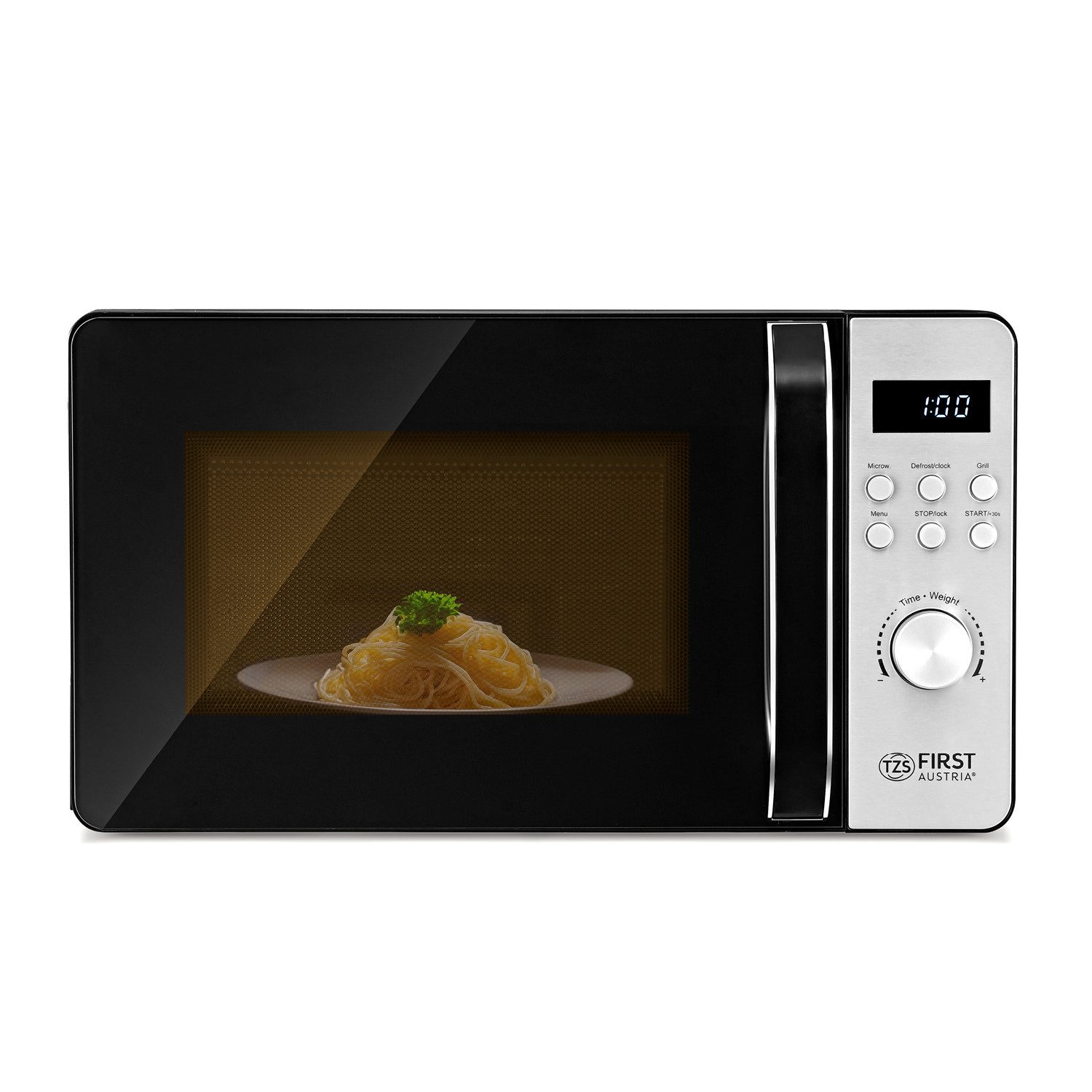 TZS FIRST AUSTRIA Mikrowelle, Mikrowelle mit Grill / Solo Betrieb, 14 l, 8 Automatikprogramme, Kindersicherung, 2in1 Mikrowelle