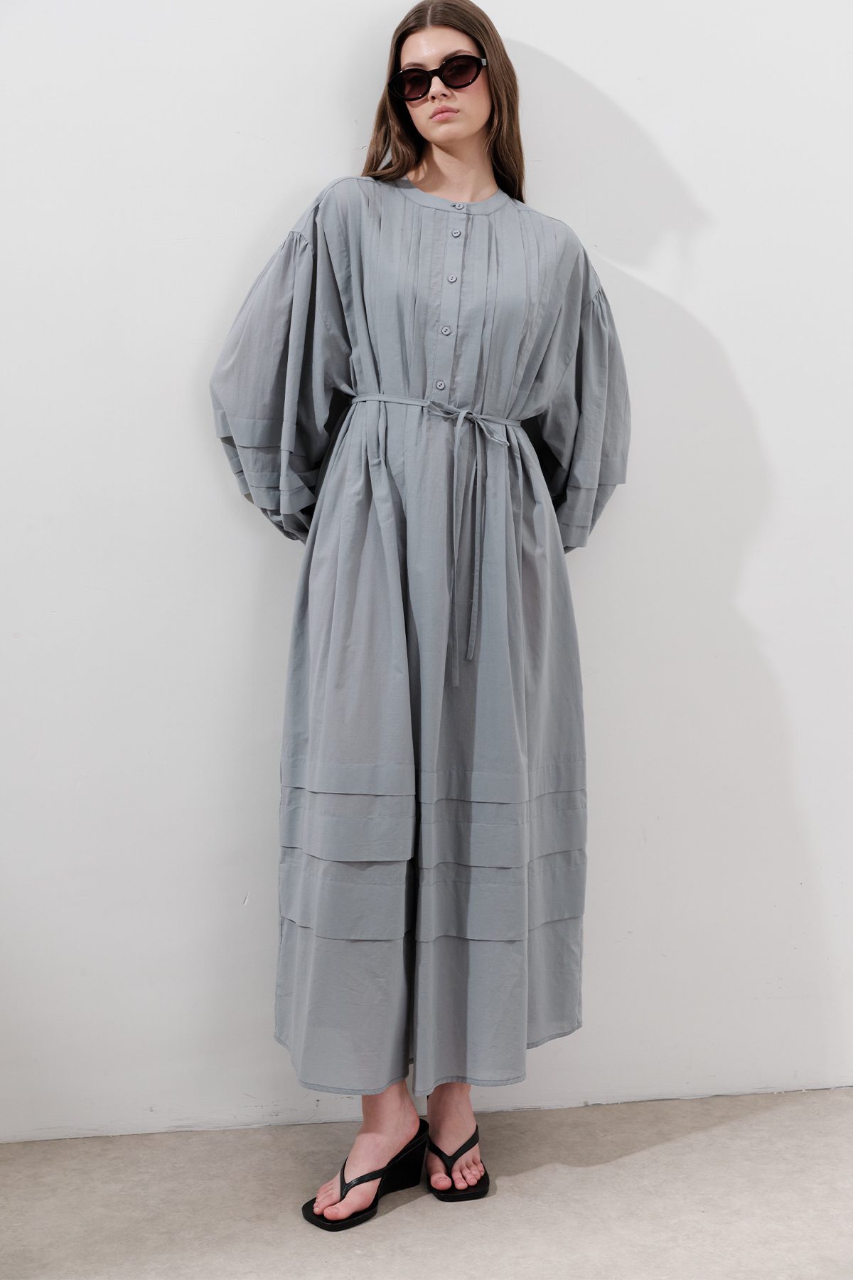MANUKA Midikleid Geripptes, Weites Kleid
