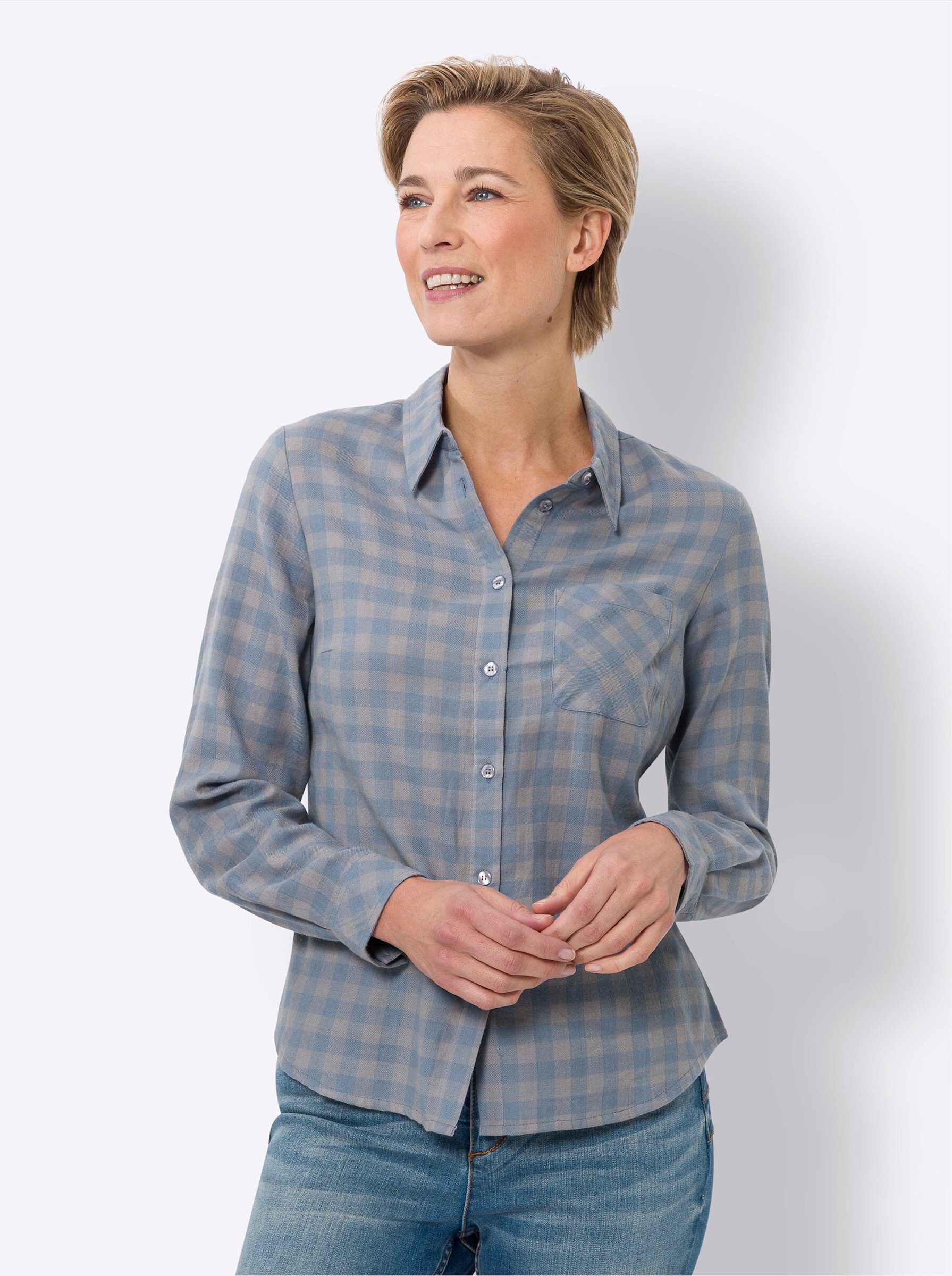 Sieh an! Klassische Bluse Flanellbluse . günstig online kaufen