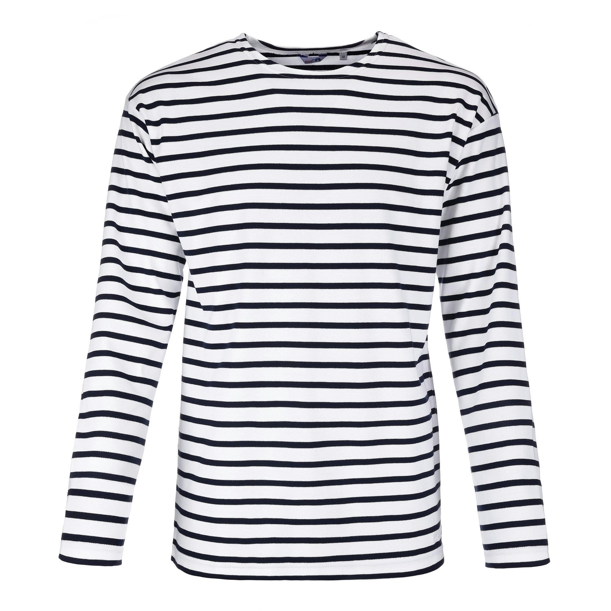 modAS Rundhalsshirt Herren Shirt Bretonisches Streifenshirt Maritim Langarm aus Baumwolle Herren Shirt Bretonisches Streifenshirt Maritim Langarm aus Baumwolle