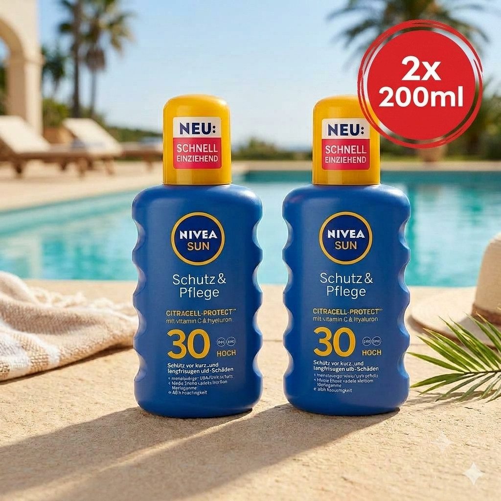 Nivea Sun Sonnenschutzcreme NIVEA SUN - Sonnenspray Schutz&Pflege LSF30 - 3er Angebot, 2-tlg.