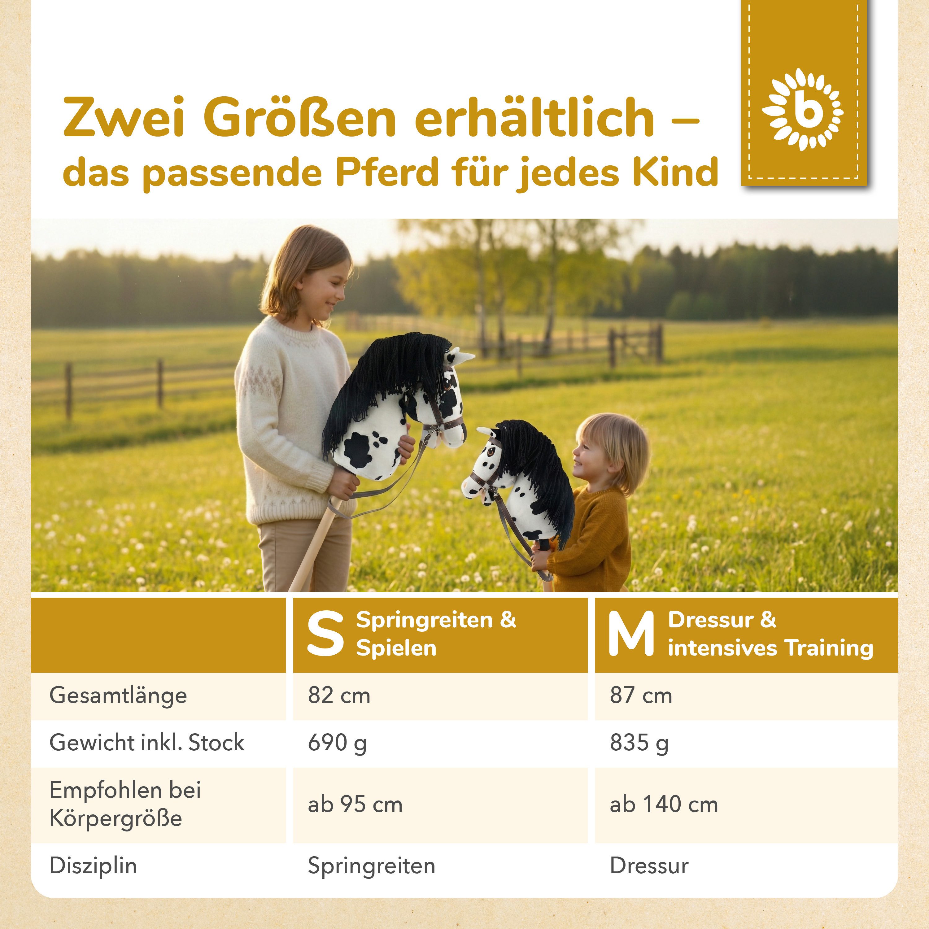 BIECO Steckenpferd Bieco Hobby Horse Steckenpferd Schecke - Größe M
