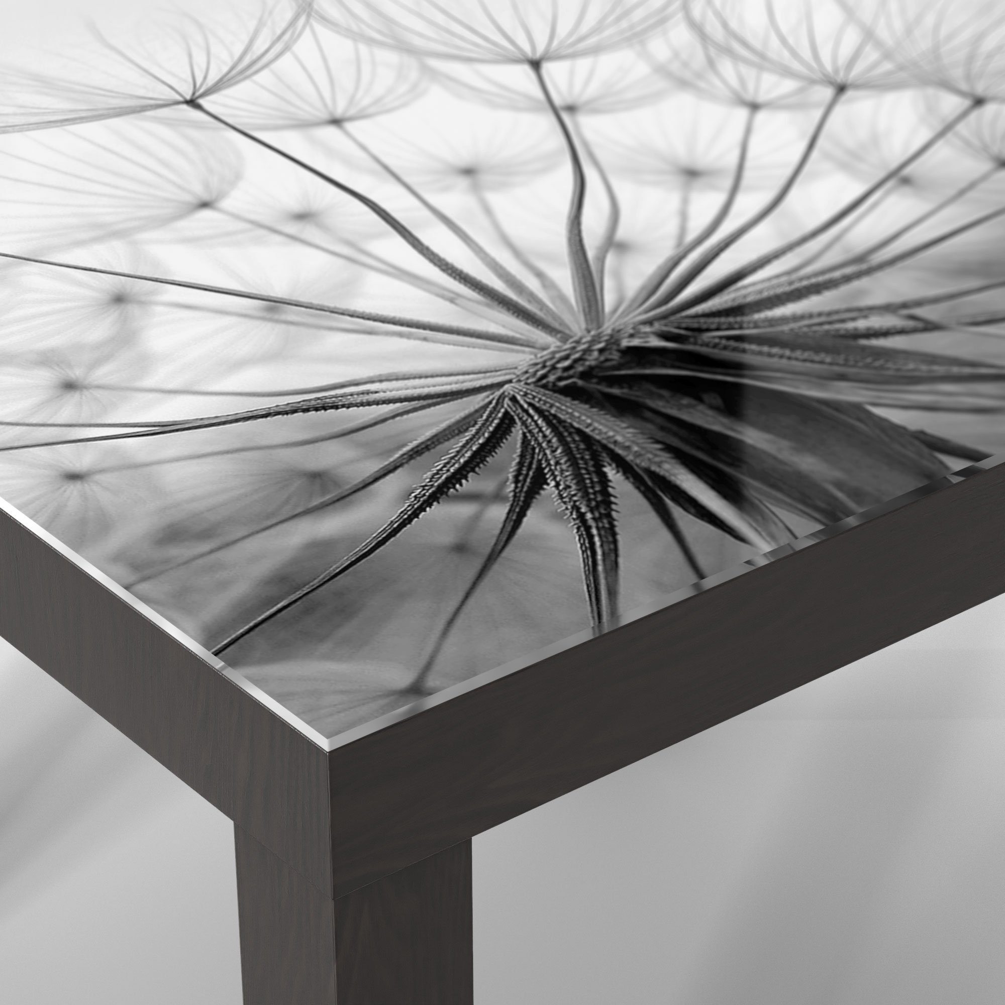 DEQORI Couchtisch 'Pusteblume Nahaufnahme', modern Schwarz Glastisch Beistelltisch Glas