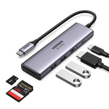 UGREEN Speicherkartenleser Multifunktions-HUB USB Typ C 2x USB HDMI 4K 60Hz PD 100W grau