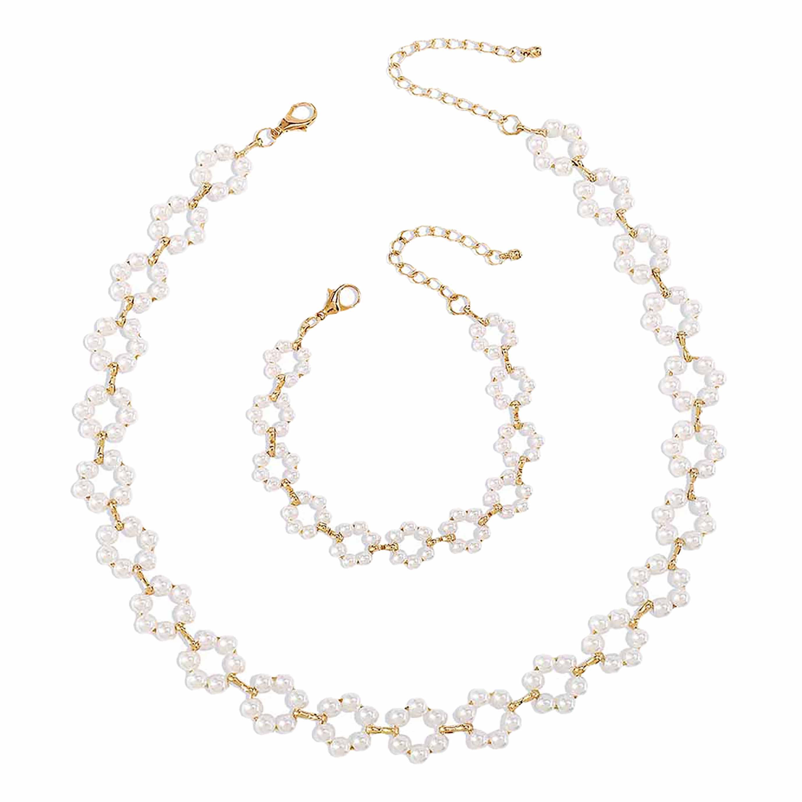SRRINM Choker Kreative Perlenblumenkette für Frauen