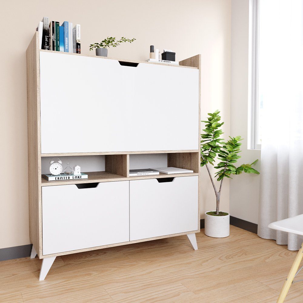 Vicco Regal-Schreibtisch Berdi, Weiß/Sonoma, 110 x 45 cm (1-St)