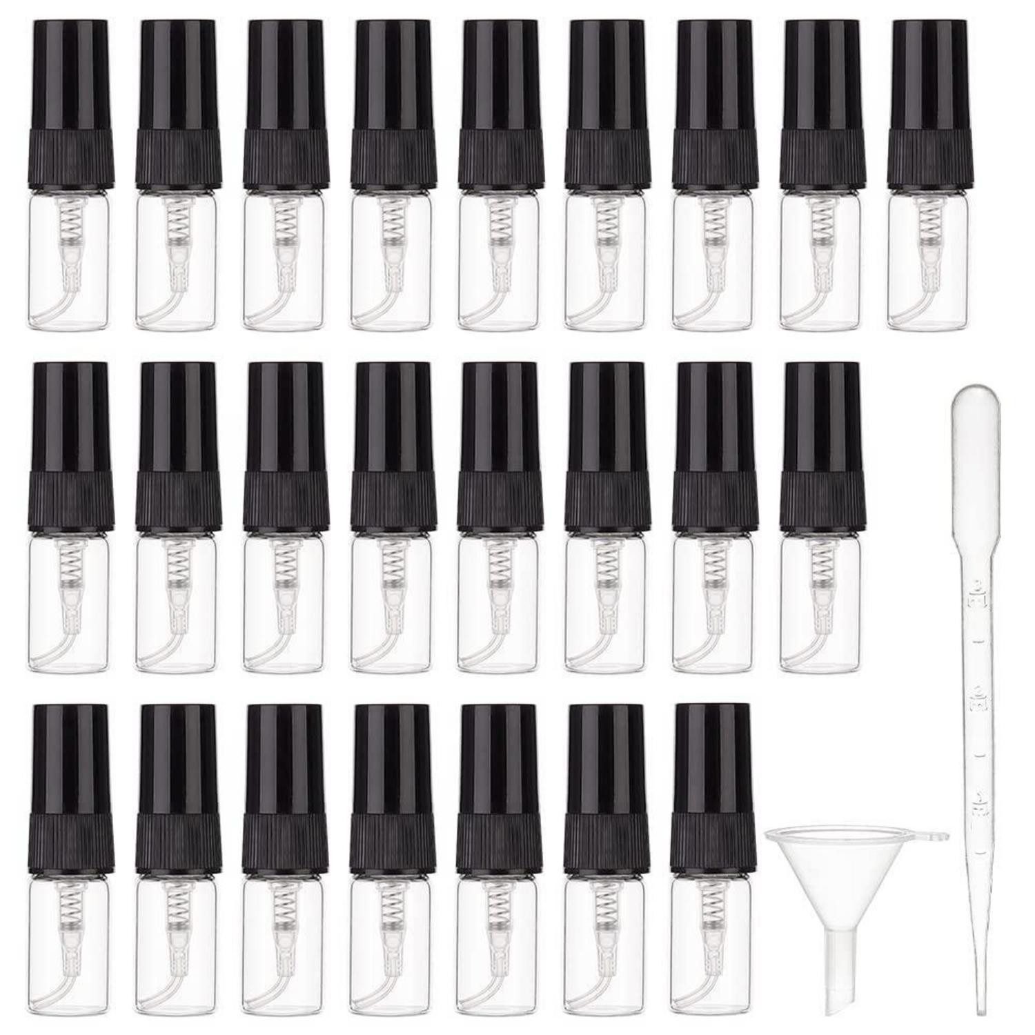 LuxusKollektion Parfümzerstäuber Sprühflasche Mini 2ml Nebel nachfüllbar Glas Kappe 40St (40 St)