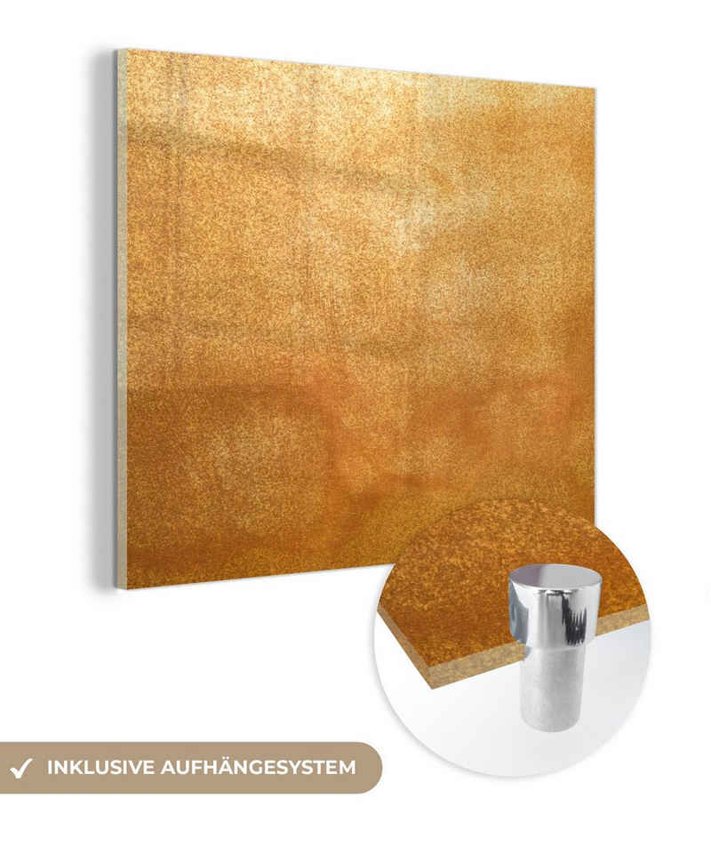 MuchoWow Acrylglasbild Eisen - Rost - Gold - Metall - Luxus, (1 St), Glasbilder - Bilder auf Glas Wandbild - Foto auf Glas - Wanddekoration